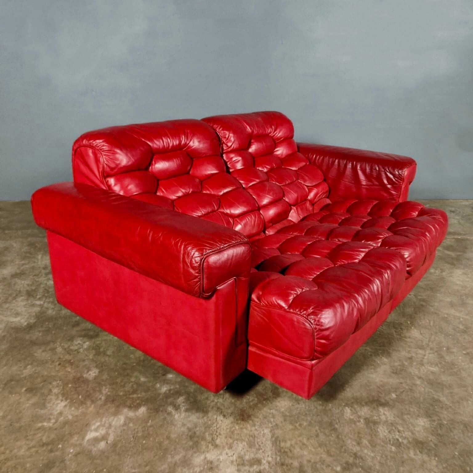 SOLD Reclining Two Seater Sofa De Sede DS-P Leather By Robert Haussmann Switzerland 1971 Mid Century Vintage Retro MCM