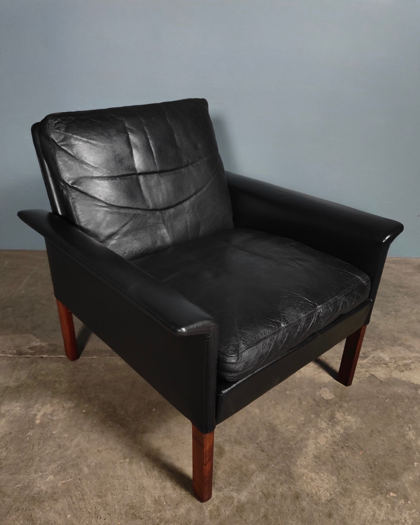 SOLD Black Leather Armchair Hans Olsen CS Møbler Model 500 Mid Century Vintage Retro MCM