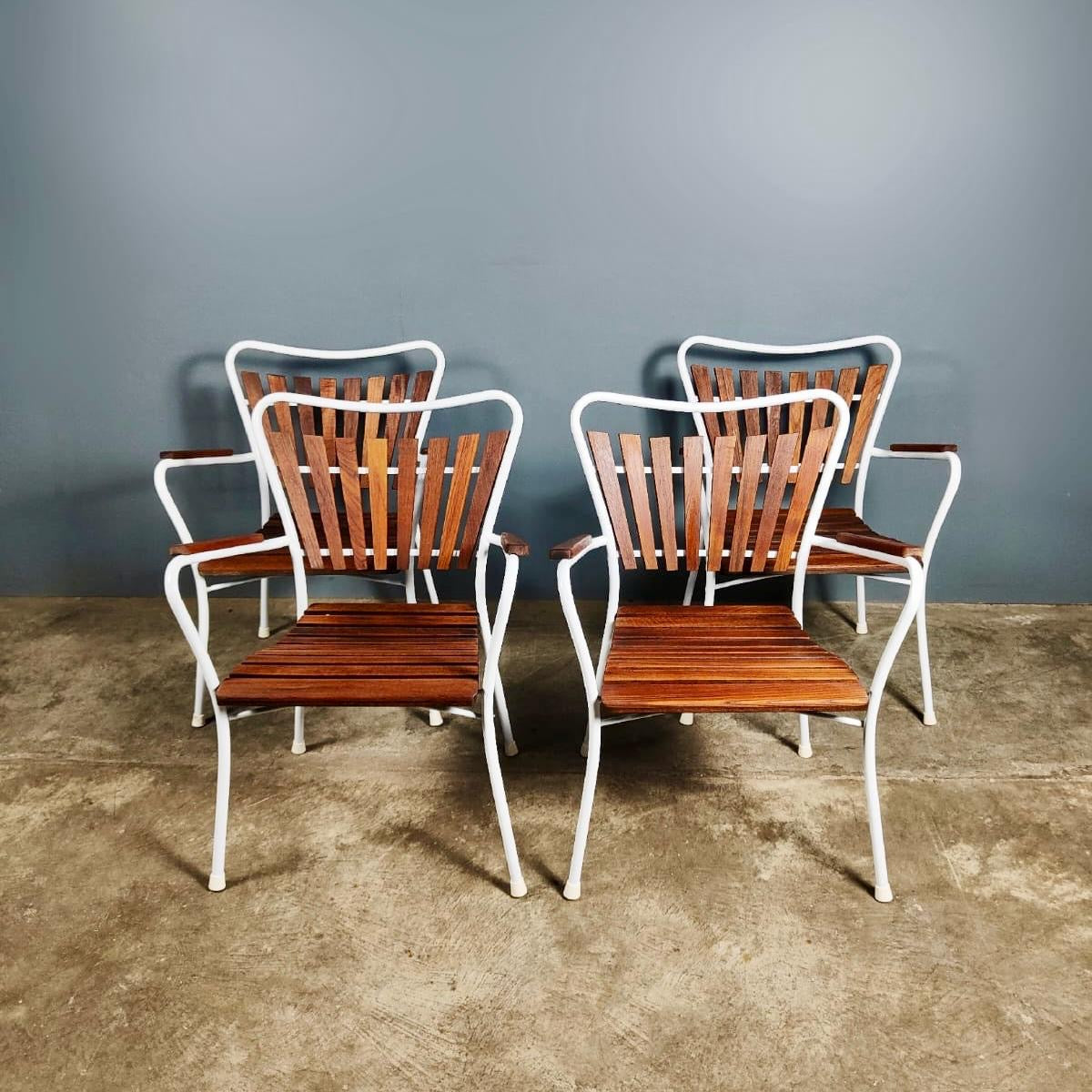 SOLD Danish Teak Daneline BKS 4 Garden Stacking Chairs & Table Mid Century Vintage Retro MCM