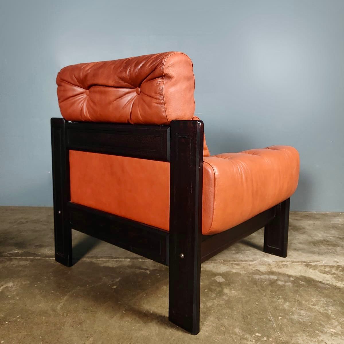 SOLD Pair Of Mid Century Leather Wood Ekornes Brasilia Armchairs Vintage Retro MCM