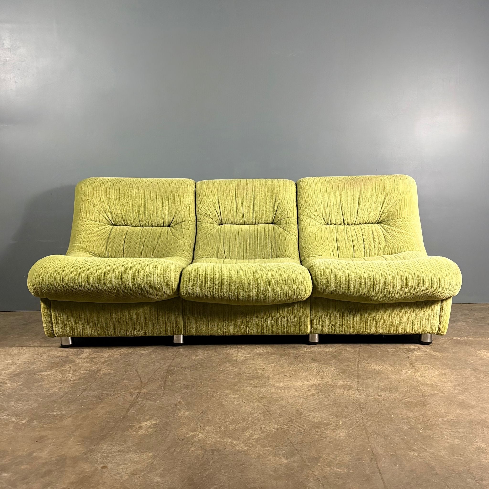 Green Three Seater Sofa Mid Century Vintage Retro MCM