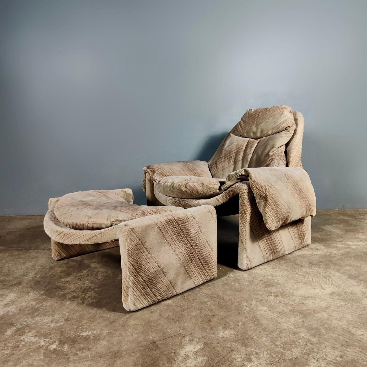 SOLD Mid Century P60 Suede Lounge Chair & Footstool By Vittorio Introini For Saporiti Proposals Vintage Retro MCM