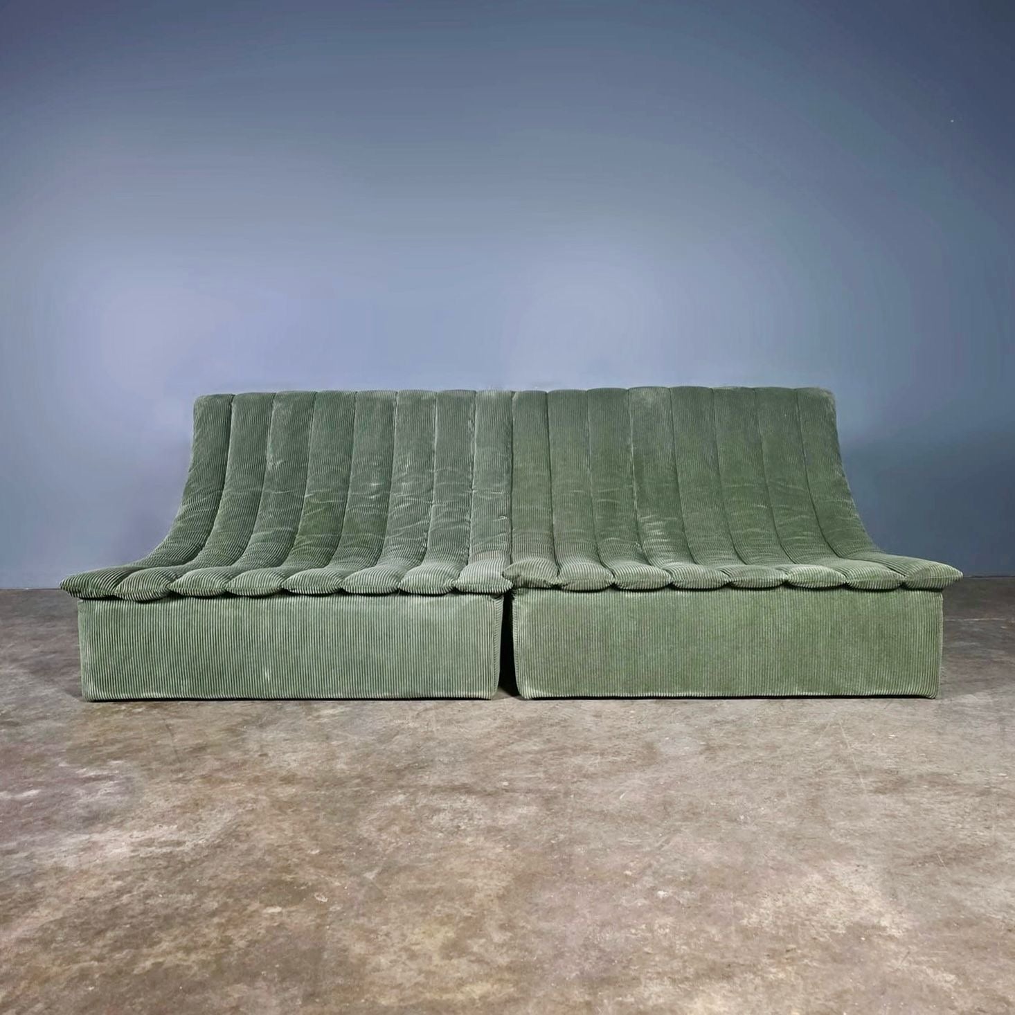 SOLD Pair Of Habitat Green Velvet Scoops Lounge Chairs Mid Century Vintage Retro MCM