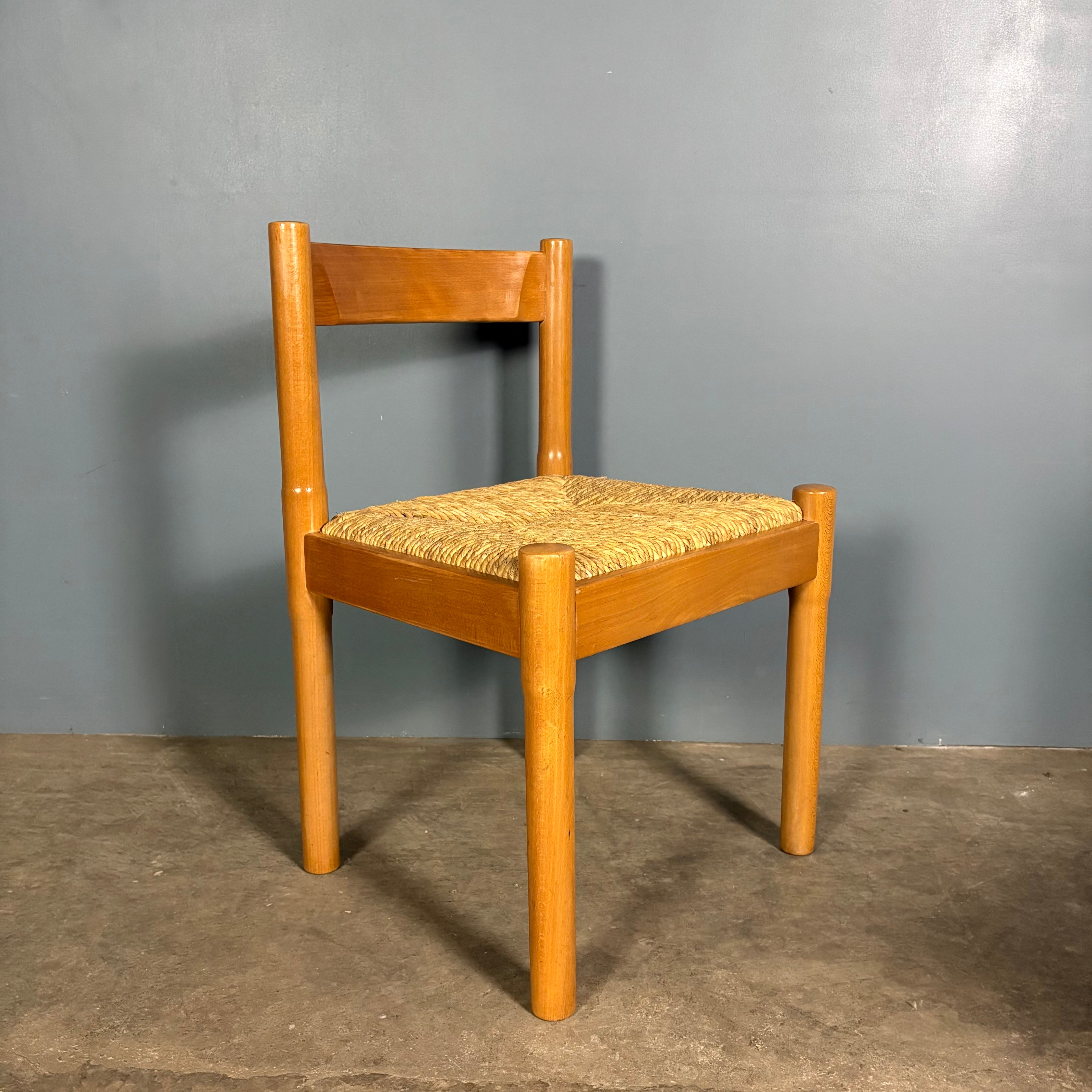 SOLD Pair Of Carimate Rush & Beech Dining Chairs Vico Magistretti Cassina Mid Century Vintage Retro MCM