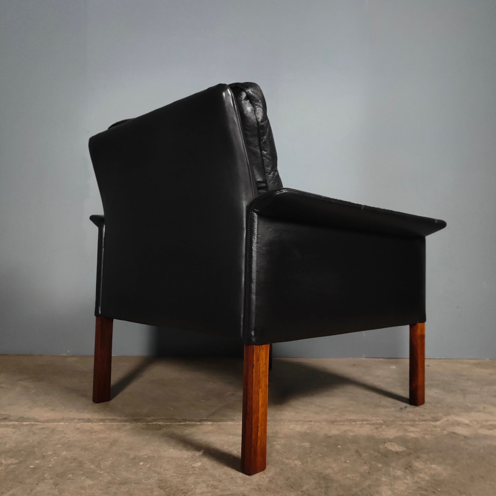 SOLD Black Leather Armchair Hans Olsen CS Møbler Model 500 Mid Century Vintage Retro MCM
