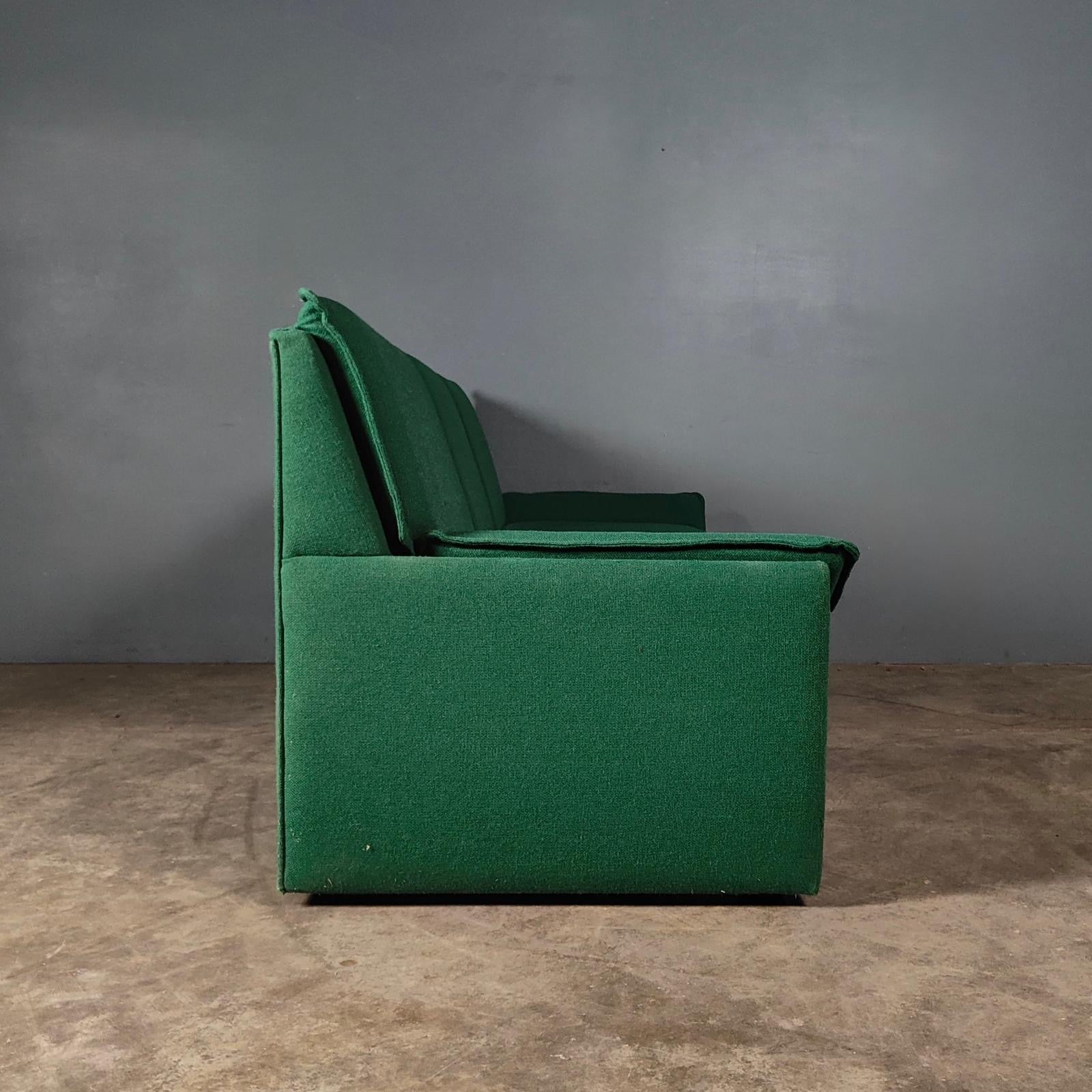 SOLD Green Wool Three Seater Sofa Mid Century Vintage Retro MCM