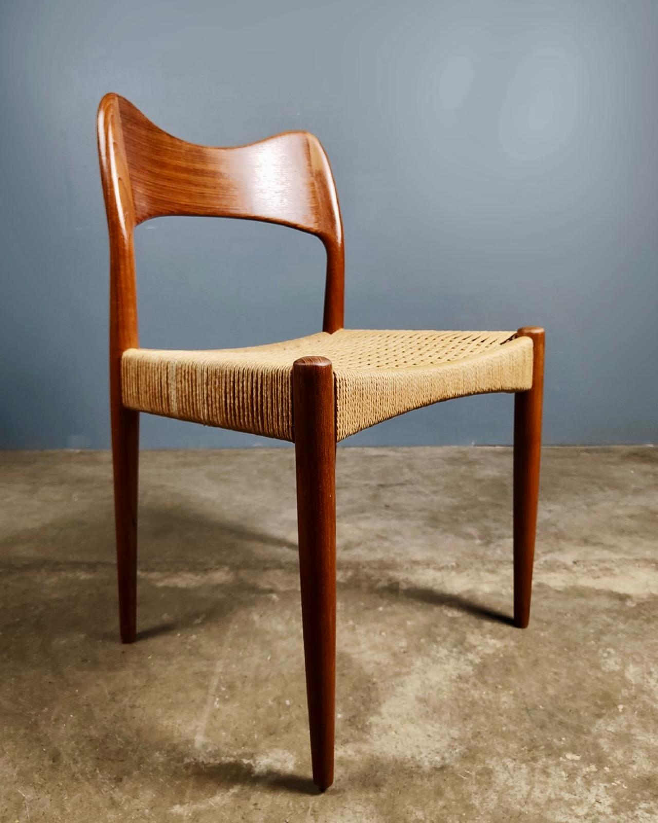 SOLD Papercord Danish Dining Chair By Arne Hovmand-Olsen For Mogens Kold Mid Century Vintage Retro MCM
