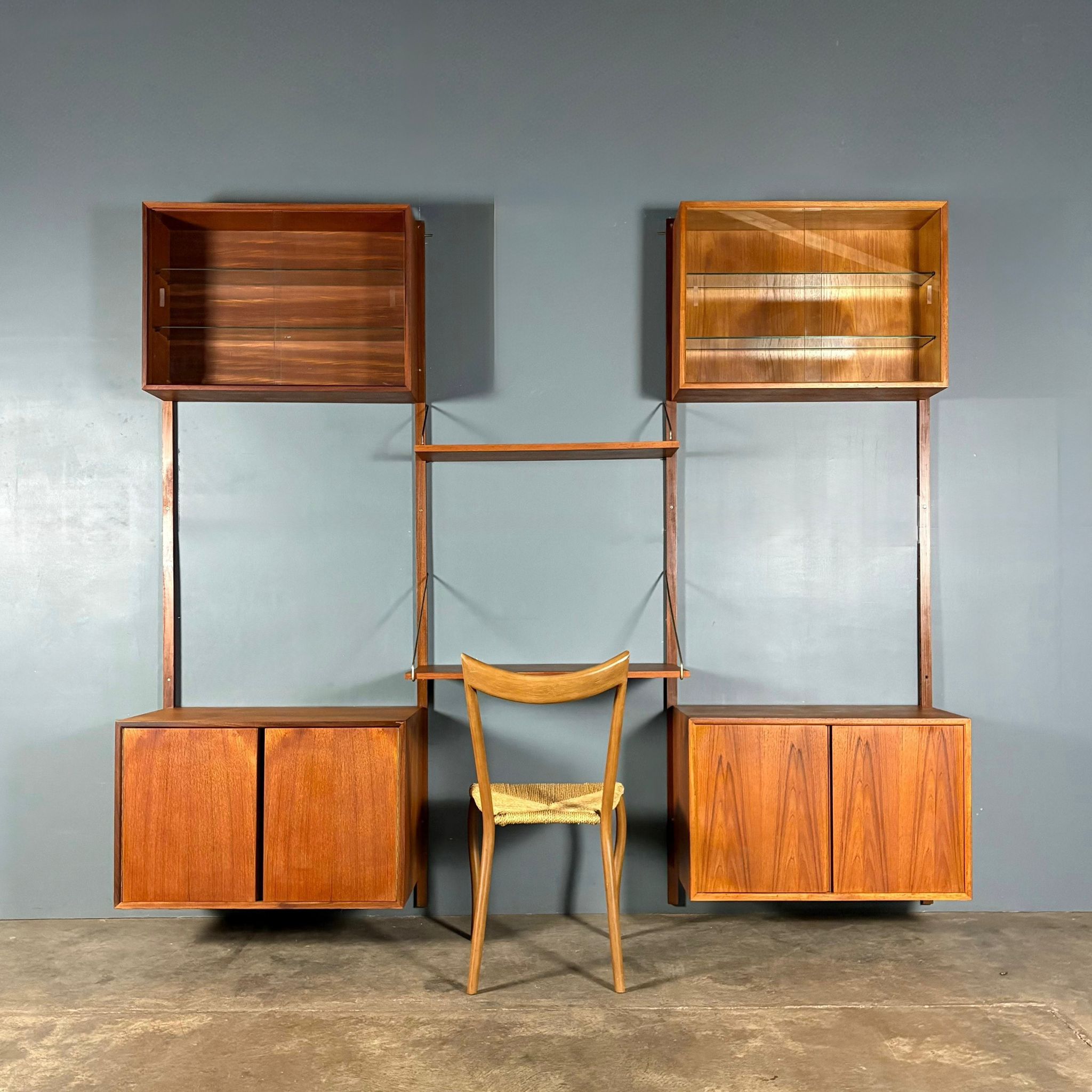 Mid Century Poul Cadovius Royal System Cado Large Teak Wall Unit Vintage Retro MCM Set 2