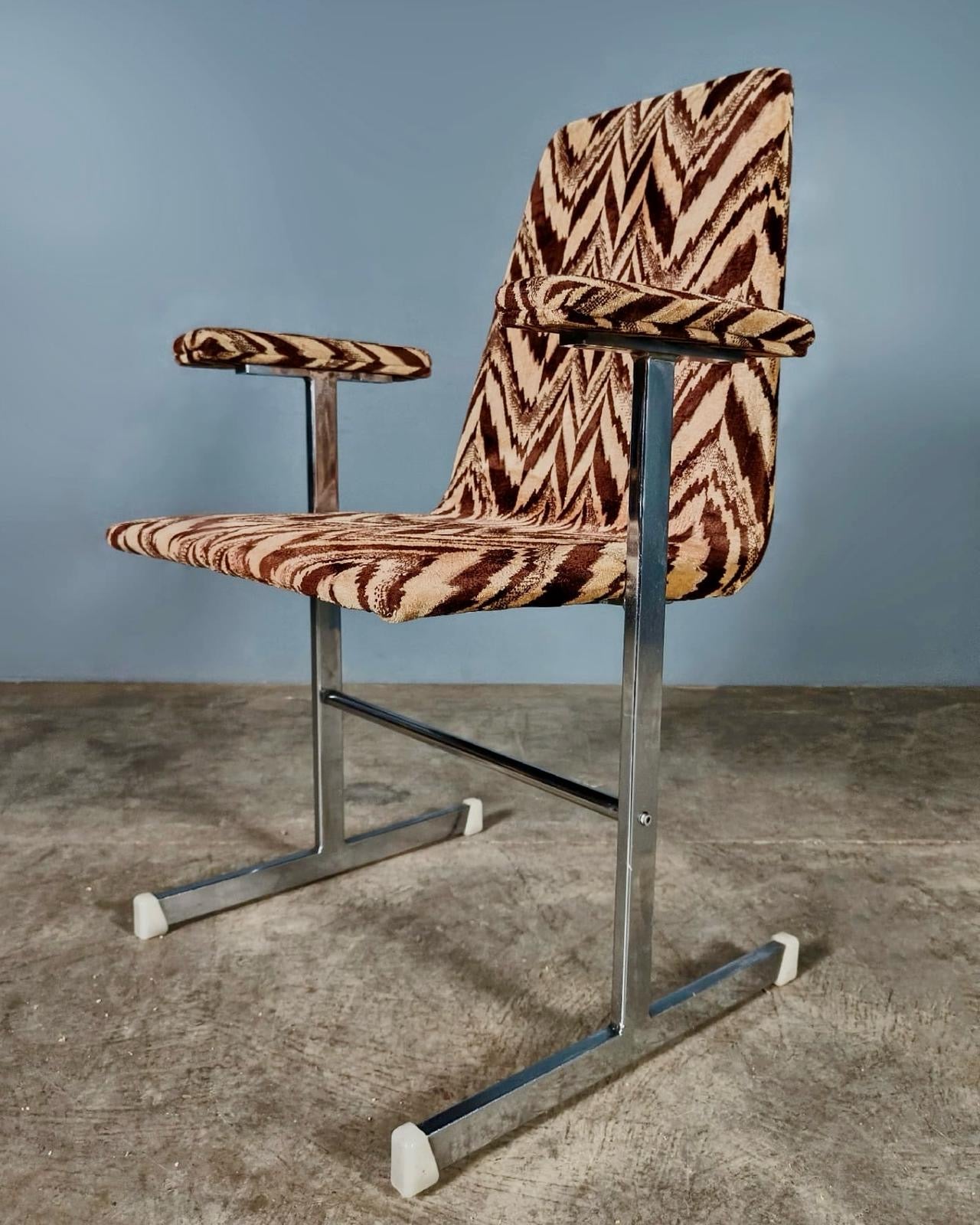 SOLD 6 x Mid Century Pieff Lisse Chrome Geometric Dining Chairs Vintage Retro MCM