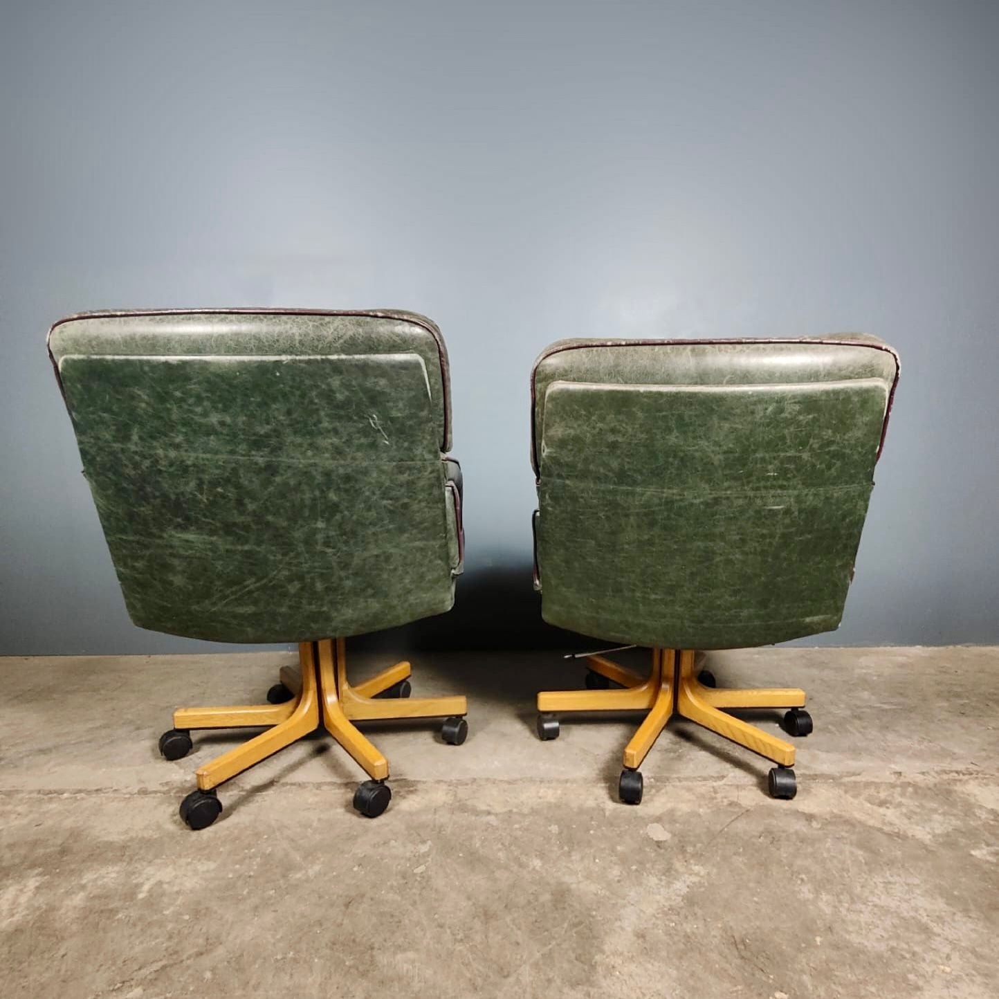 SOLD Walter Knoll ‘Don’ Green Leather Office Chair By Bernd Münzebrock Mid Century Vintage Retro MCM