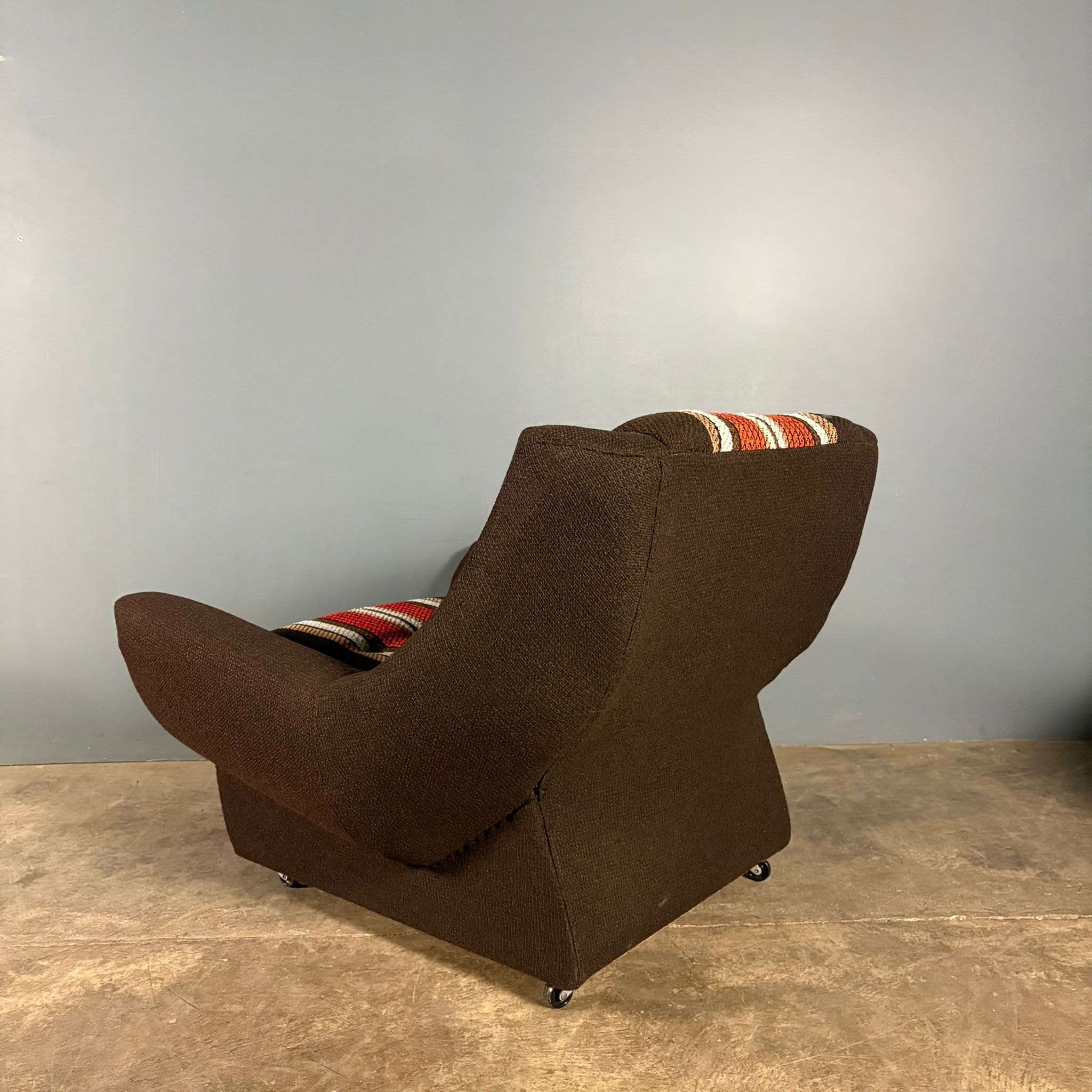 Mid Century Striped Brown Armchair Vintage Retro MCM