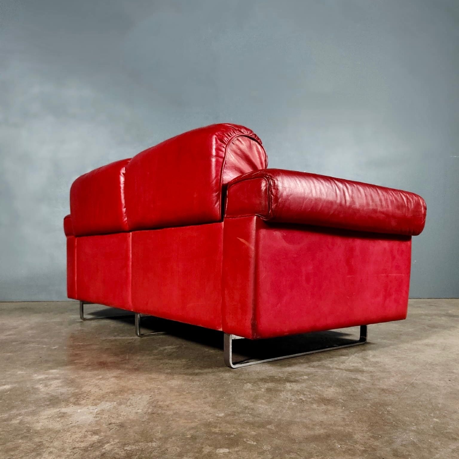 SOLD Reclining Two Seater Sofa De Sede DS-P Leather By Robert Haussmann Switzerland 1971 Mid Century Vintage Retro MCM