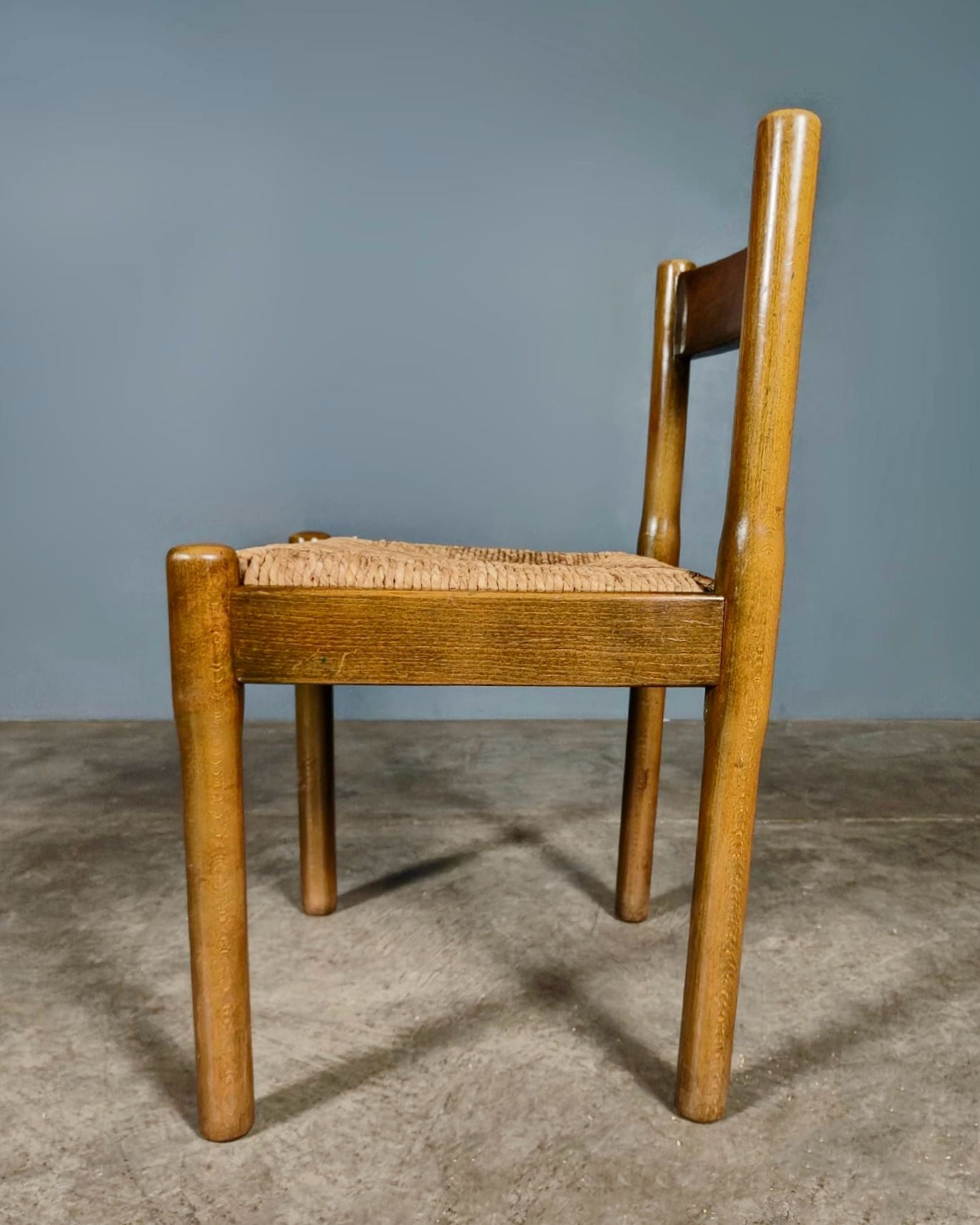 SOLD Pair Of Carimate Brown Rush & Beech Dining Chairs By Vico Magistretti For Cassina Mid Century Vintage Retro MCM