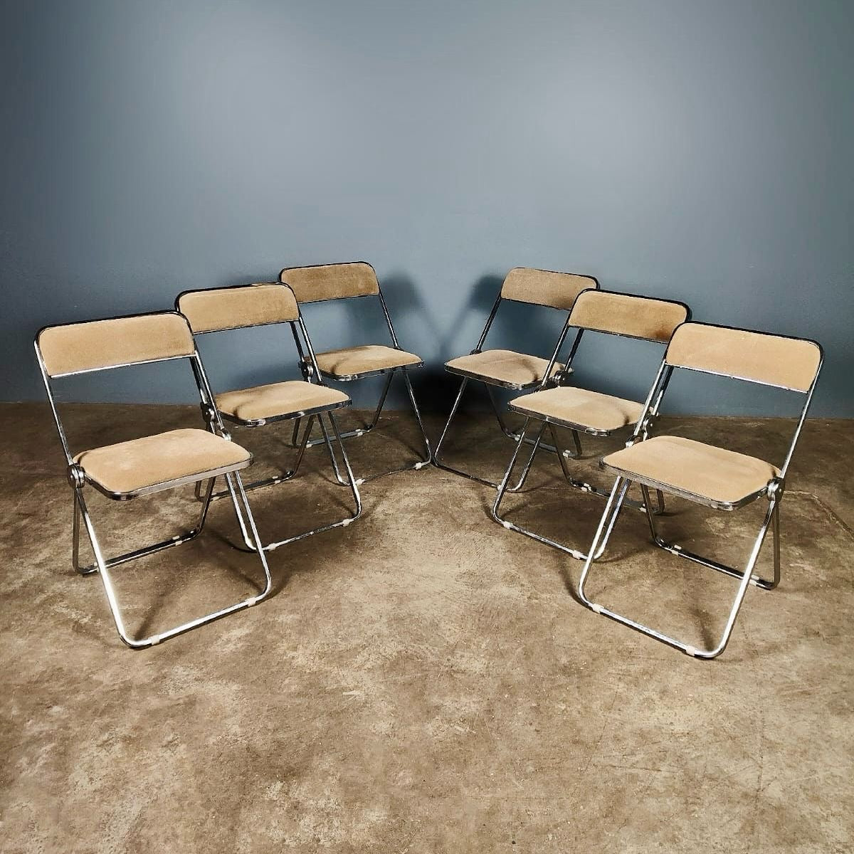 SOLD 6 x Mid Century Italian Chrome Folding Dining Chairs By Arredamenti Metallici Vintage Retro MCM