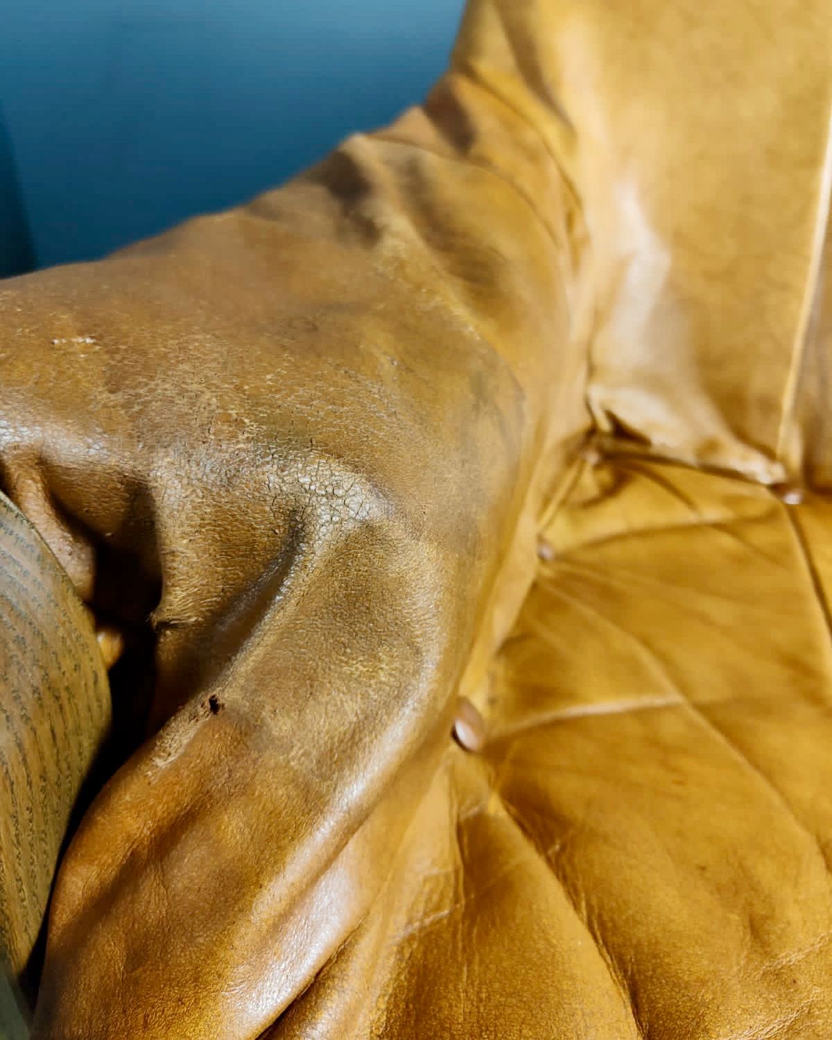 SOLD High Back Leather Armchair Brutalist Percival Lafer Style Mid Century Vintage Retro MCM