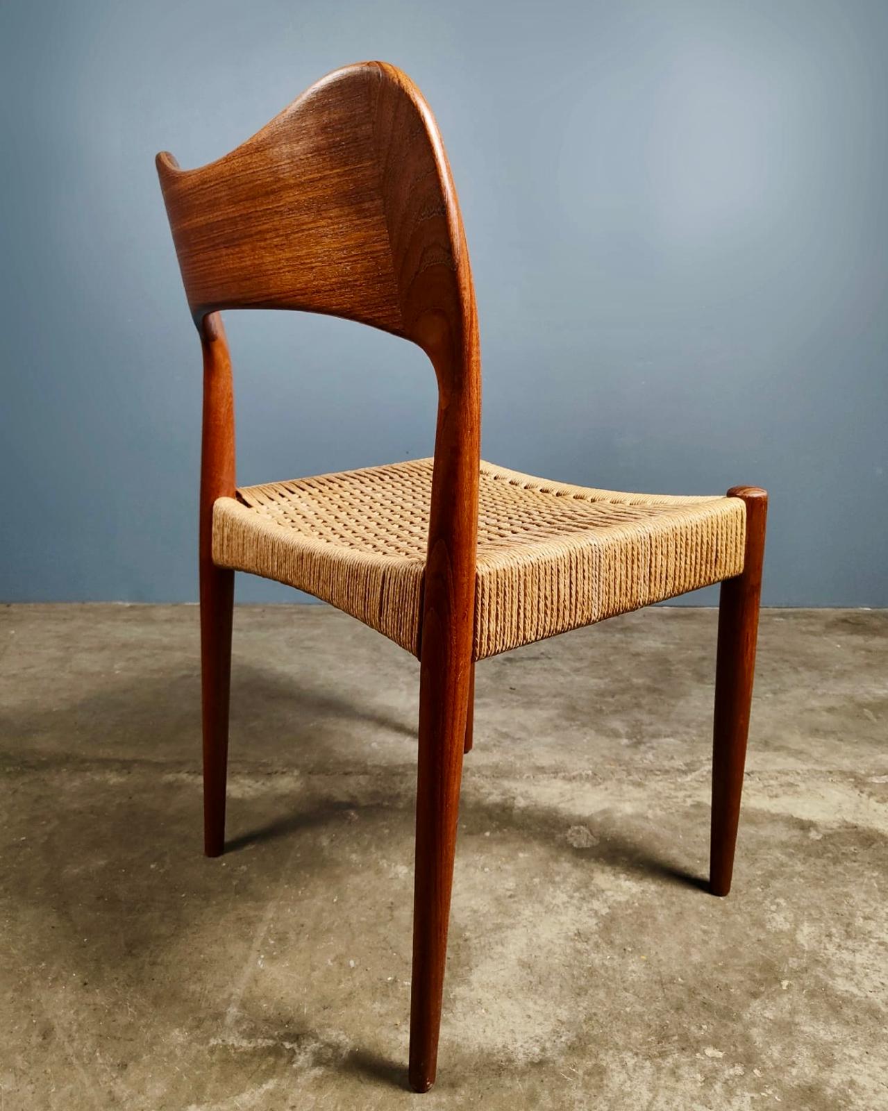 SOLD Papercord Danish Dining Chair By Arne Hovmand-Olsen For Mogens Kold Mid Century Vintage Retro MCM