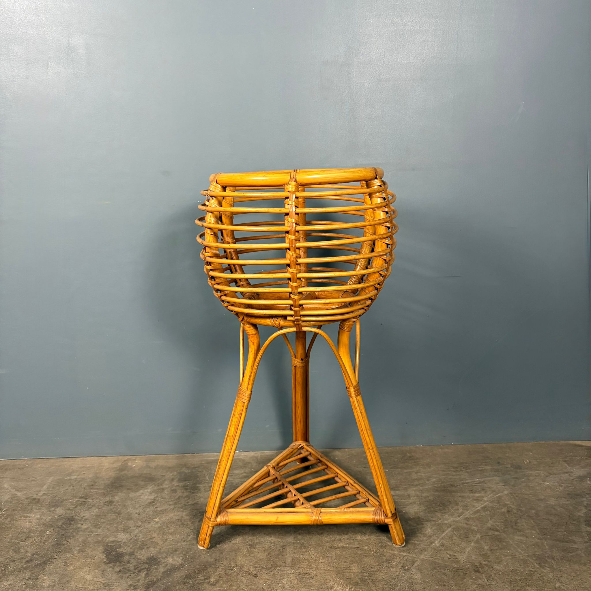 Tall Bamboo Cane Jardinière Planter Mid Century Vintage Retro MCM