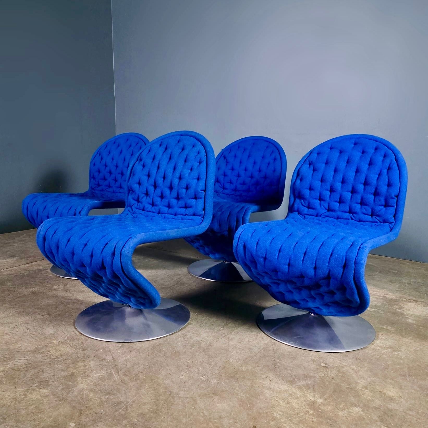 Blue Wool Verner Panton For Fritz Hansen 1-2-3 Series Easy Lounge Chair Mid Century Vintage Retro MCM