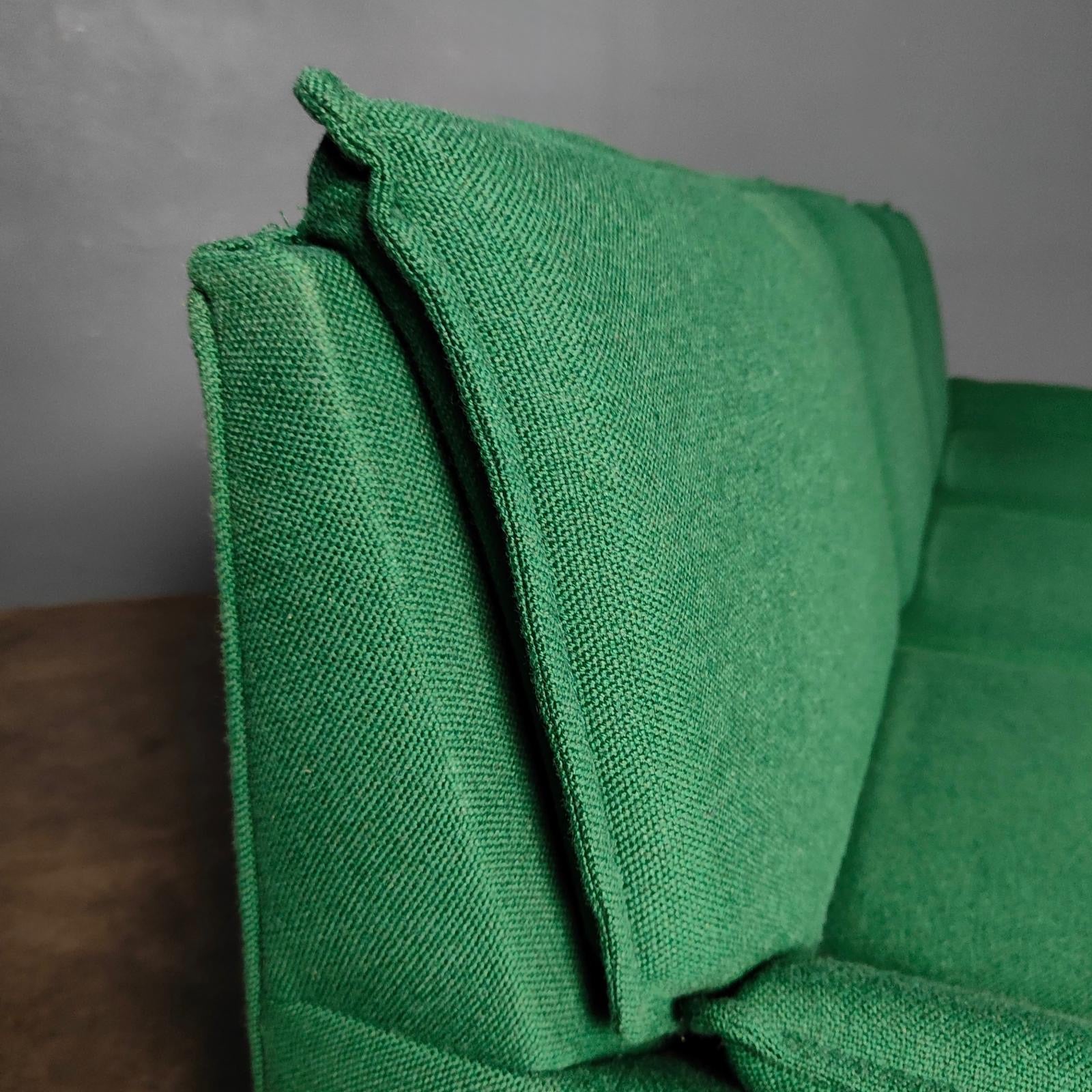 SOLD Green Wool Three Seater Sofa Mid Century Vintage Retro MCM