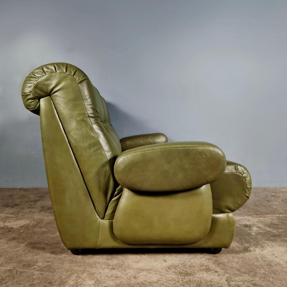 SOLD Mid Century Green Leather Modular Seating Set Vintage Retro MCM