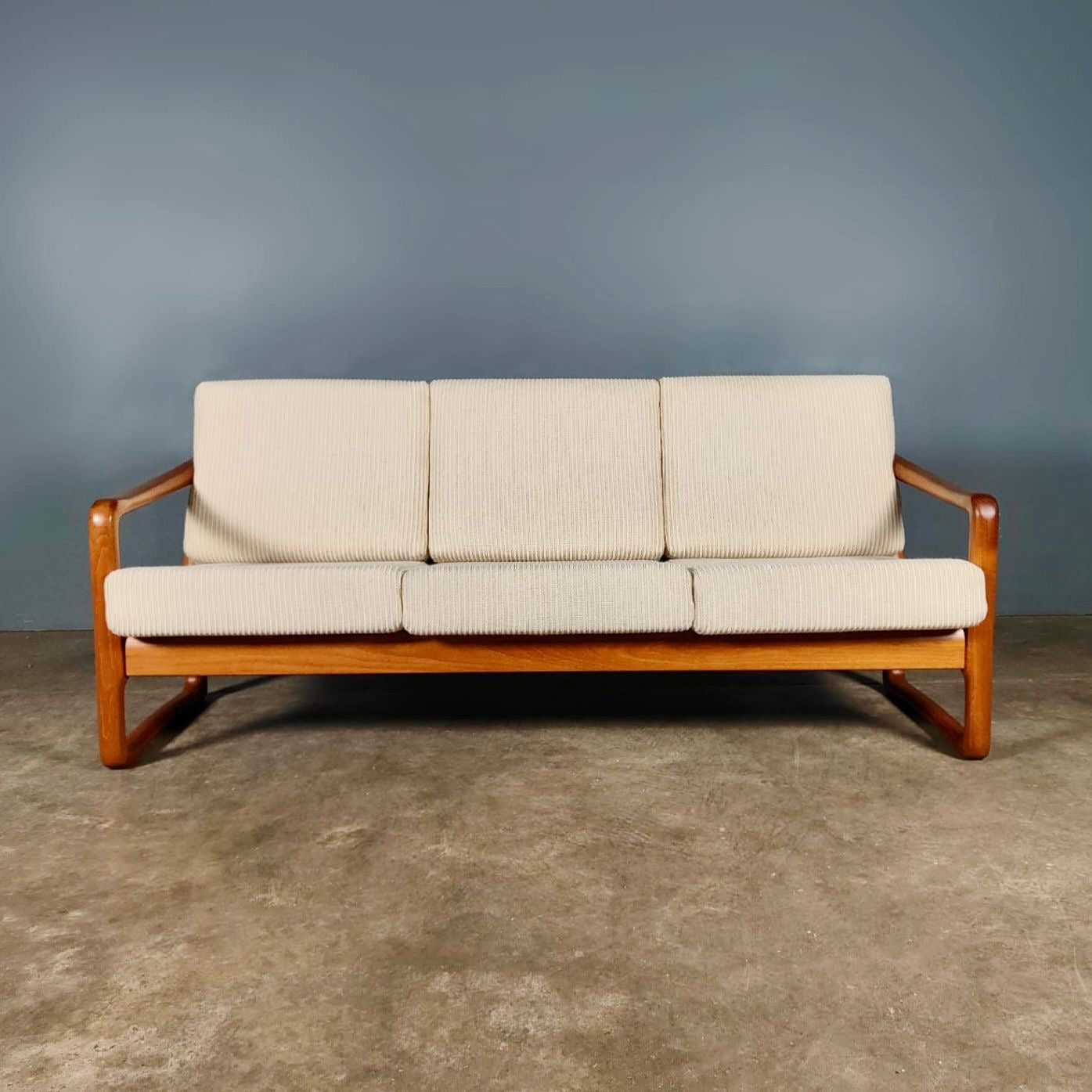 Mid Century Danish Juul Kristensen Teak Three Seater Sofa Vintage Retro MCM