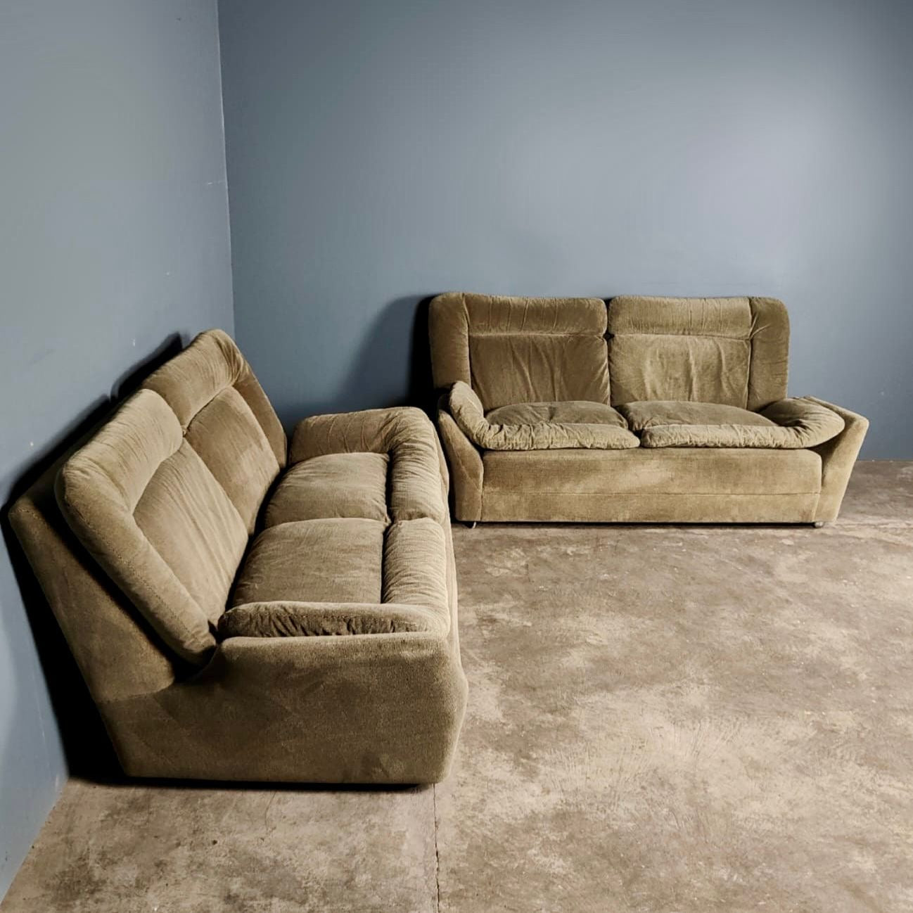 SOLD Howard Keith HK London Mid Century Two Seater Sofa & Armchair Green Helmsdale Vintage Retro MCM