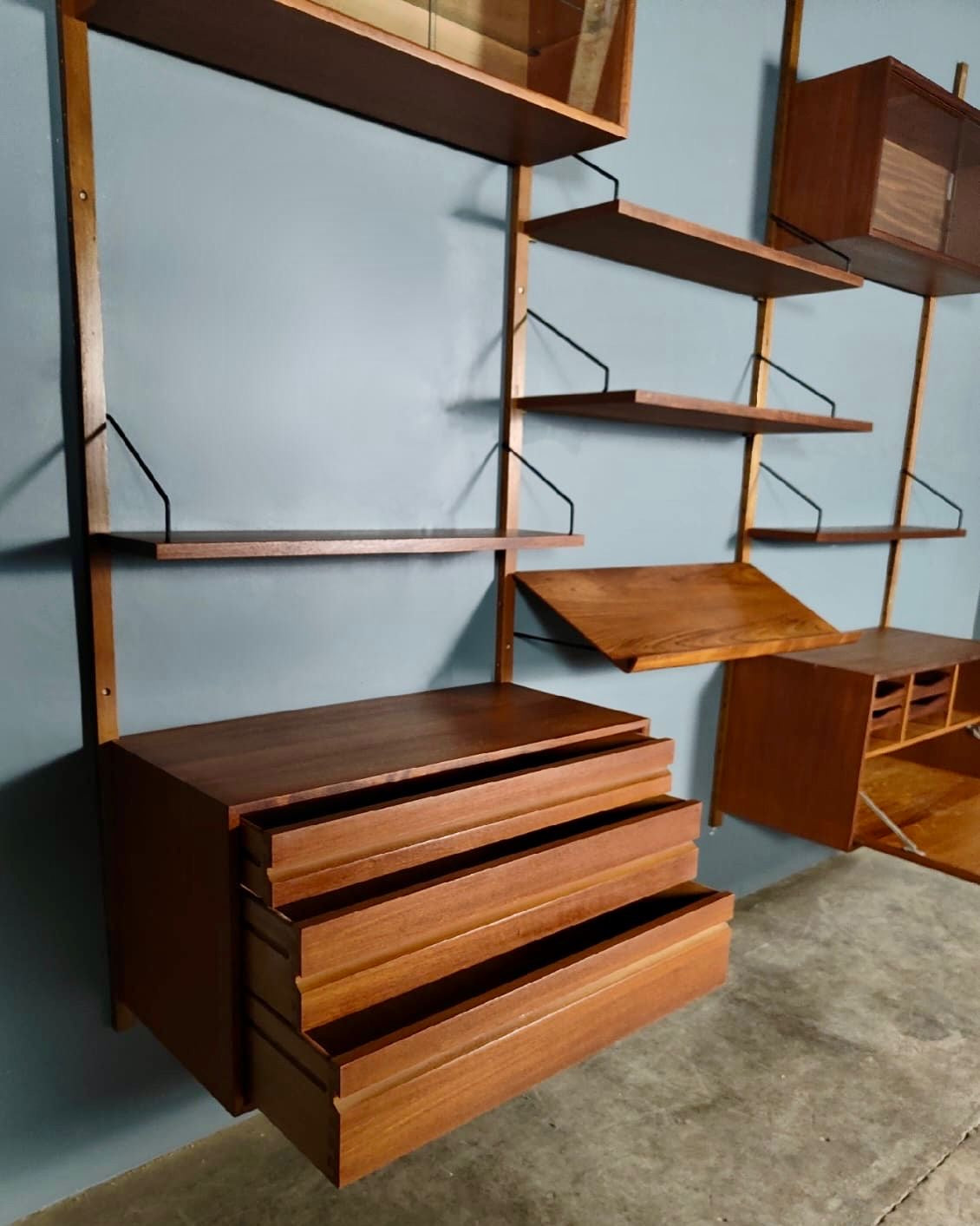 Mid Century Poul Cadovius Royal System Cado Large Teak Wall Unit Vintage Retro MCM