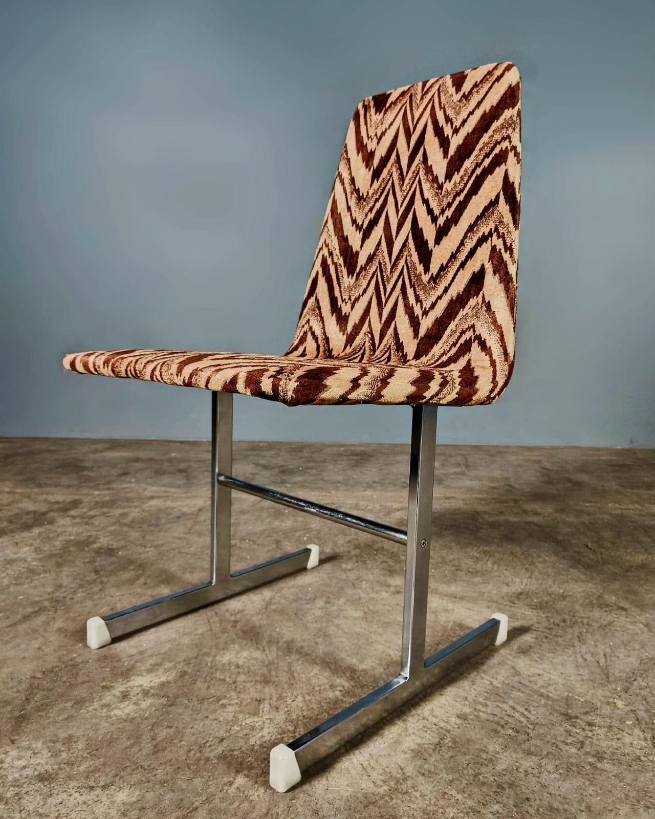 SOLD 6 x Mid Century Pieff Lisse Chrome Geometric Dining Chairs Vintage Retro MCM