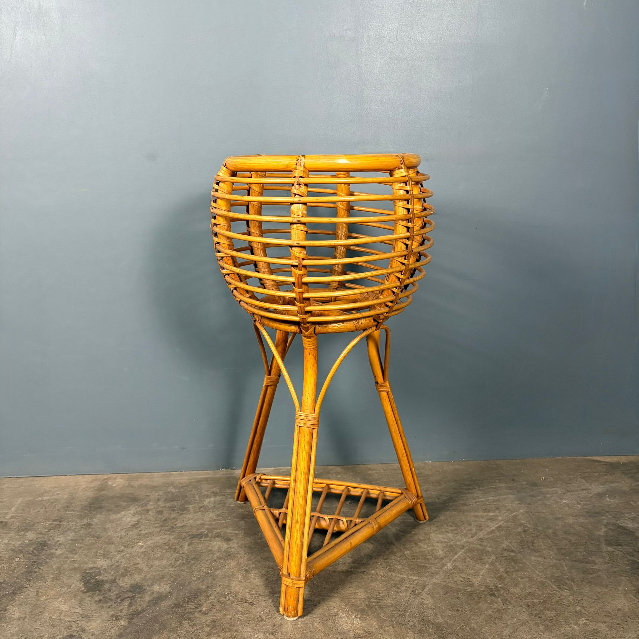 Tall Bamboo Cane Jardinière Planter Mid Century Vintage Retro MCM