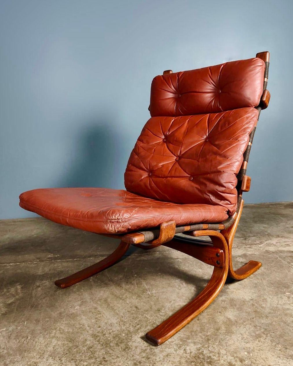 SOLD Siesta Leather Lounge Chair By Ingmar Relling For Westnofa Mid Century Vintage Retro MCM