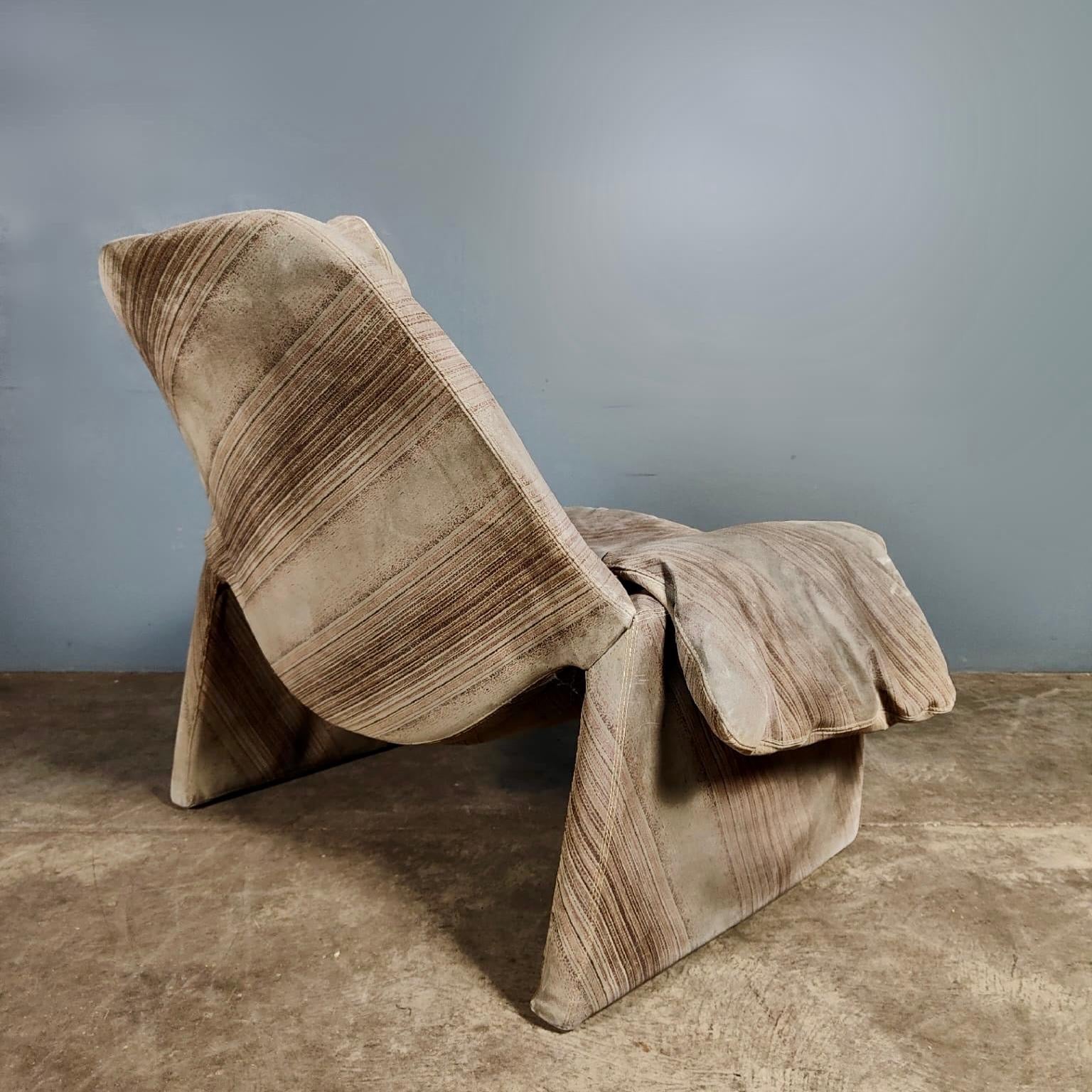 SOLD Mid Century P60 Suede Lounge Chair & Footstool By Vittorio Introini For Saporiti Proposals Vintage Retro MCM