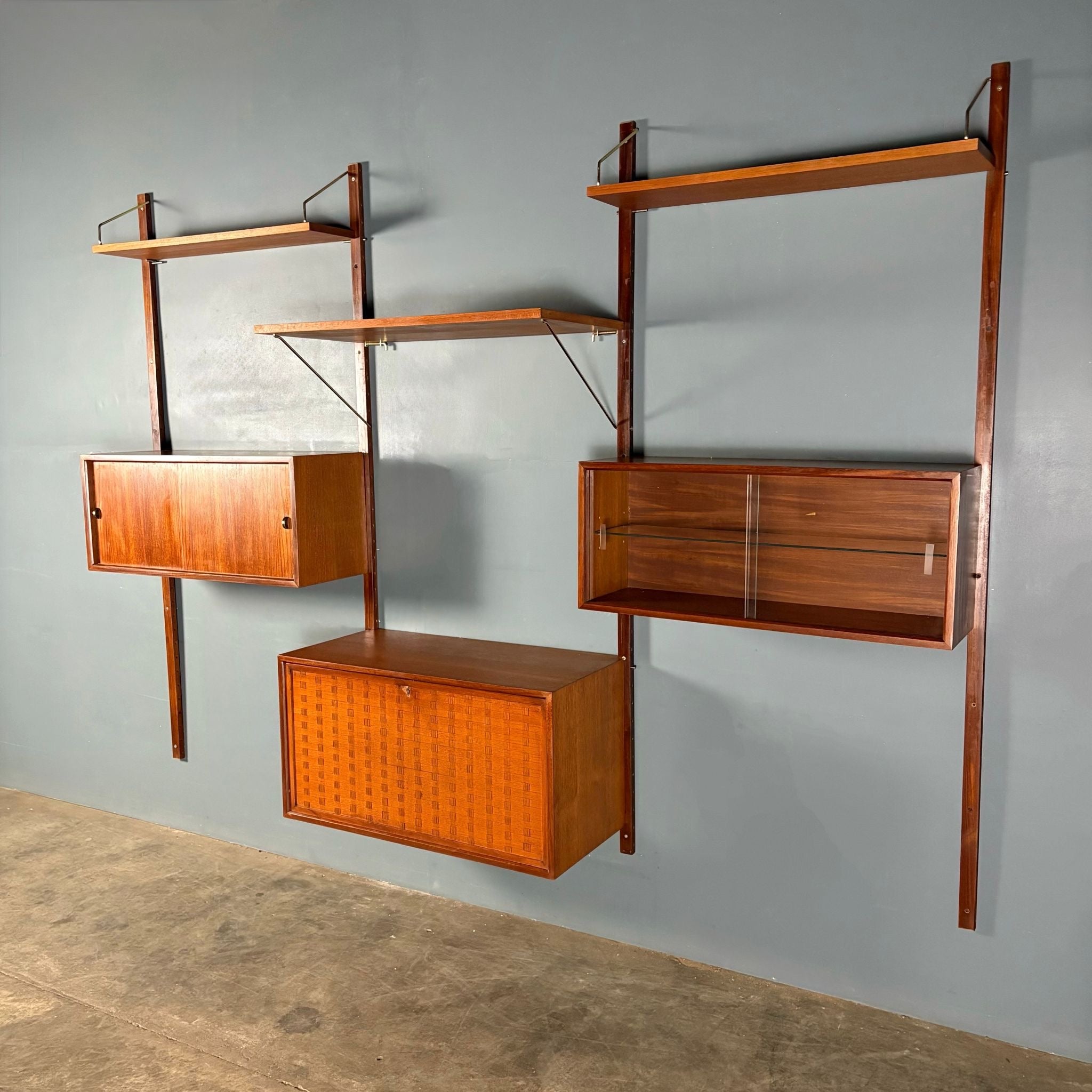 Mid Century Poul Cadovius Royal System Cado Large Teak Wall Unit Vintage Retro MCM Set 6
