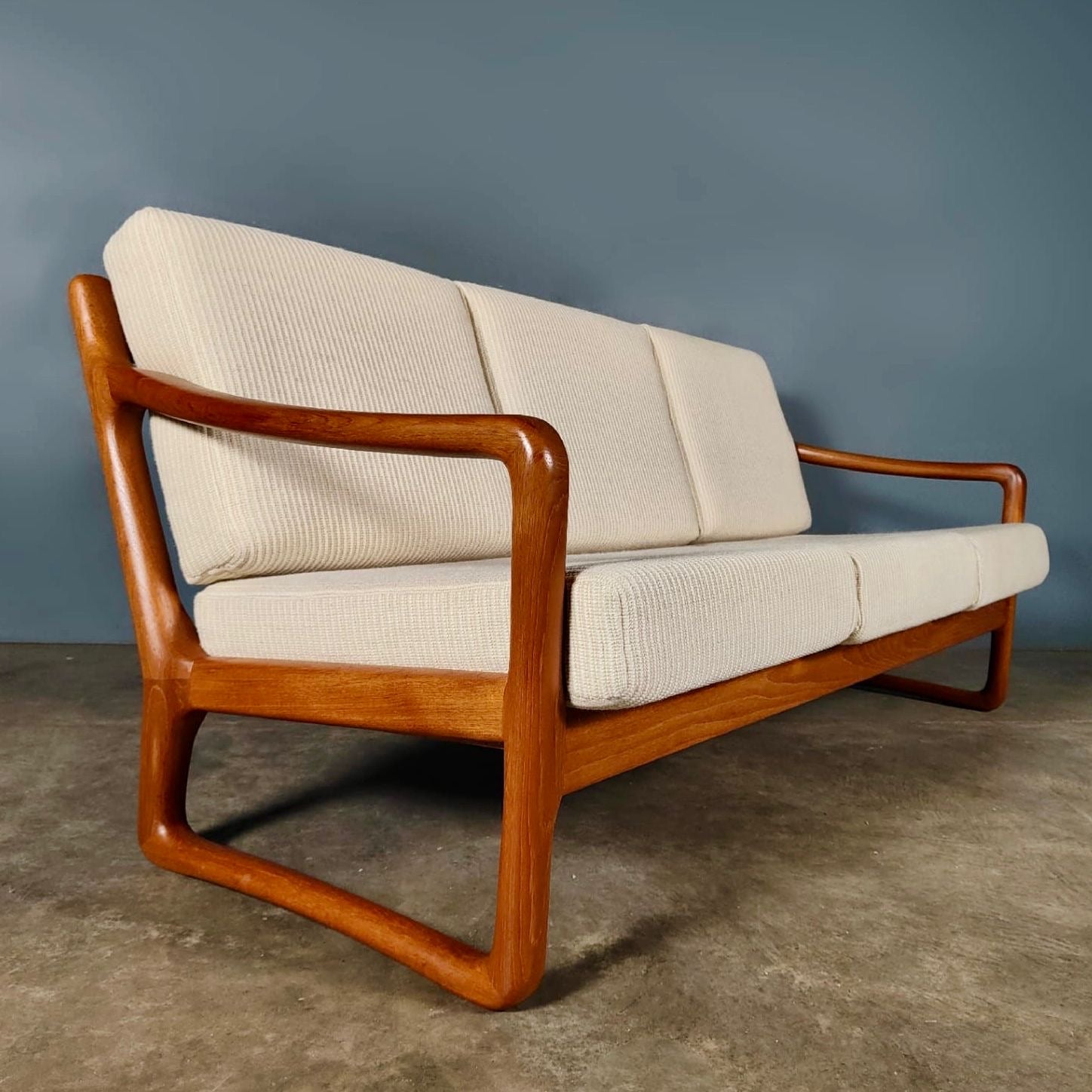 Mid Century Danish Juul Kristensen Teak Three Seater Sofa Vintage Retro MCM