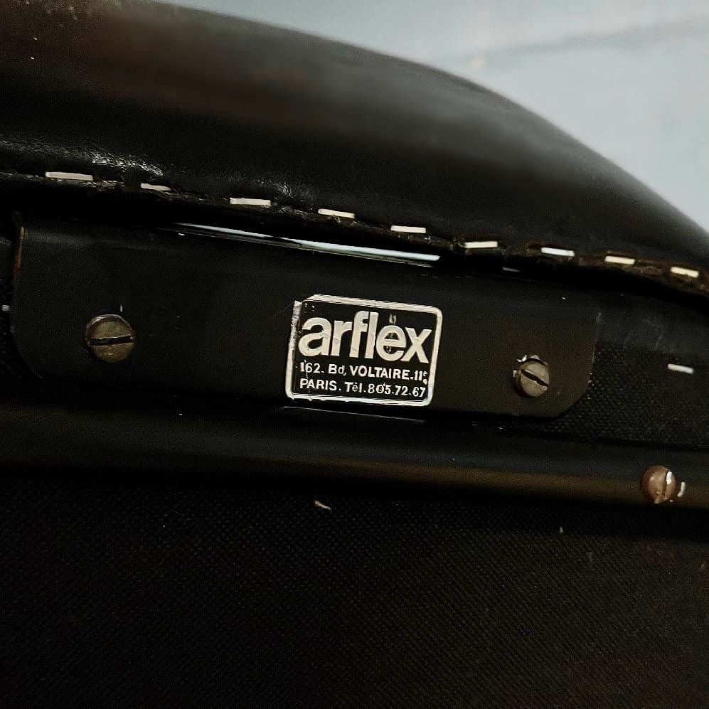 SOLD Black Leather Accent Chair By Gio Ponti Alberto Rosselli Arflex Mid Century Vintage Retro MCM