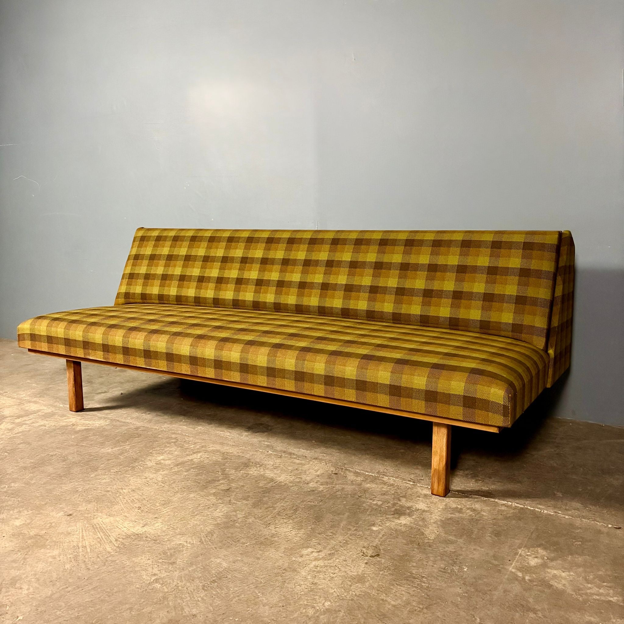 SOLD Hans Wegner Style Green Chequered Sofa Bed Daybed Mid Century Vintage Retro MCM