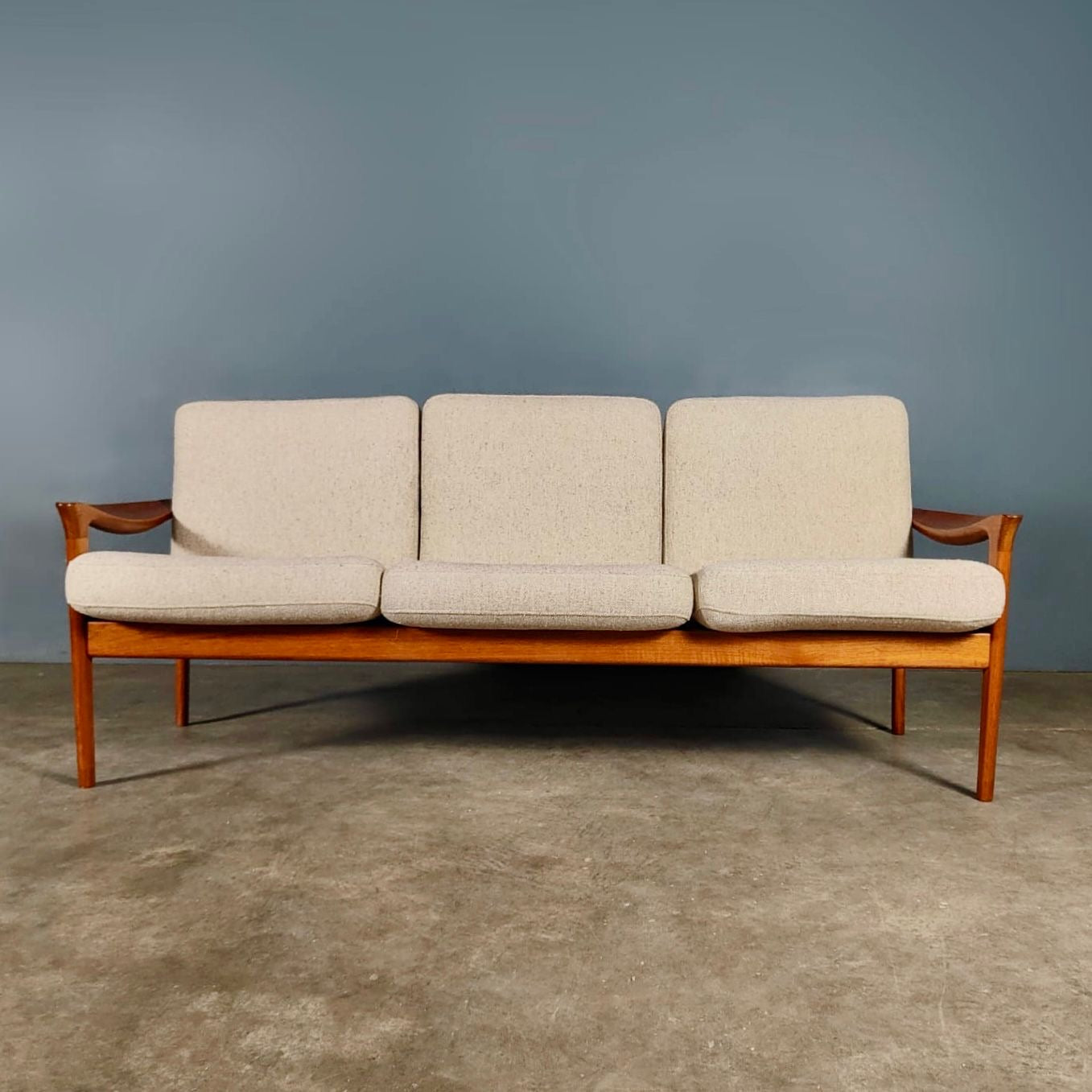 Mid Century Danish Teak Three Seater Sofa By Illum Wikkelsø For Glostrup Møbelfabrik Vintage Retro MCM