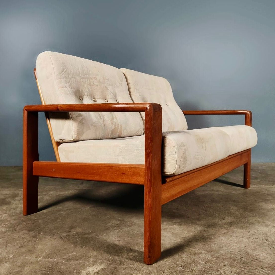 SOLD Mid Century Danish Geometric Fabric Two Seater Sofa Vintage Retro MCM