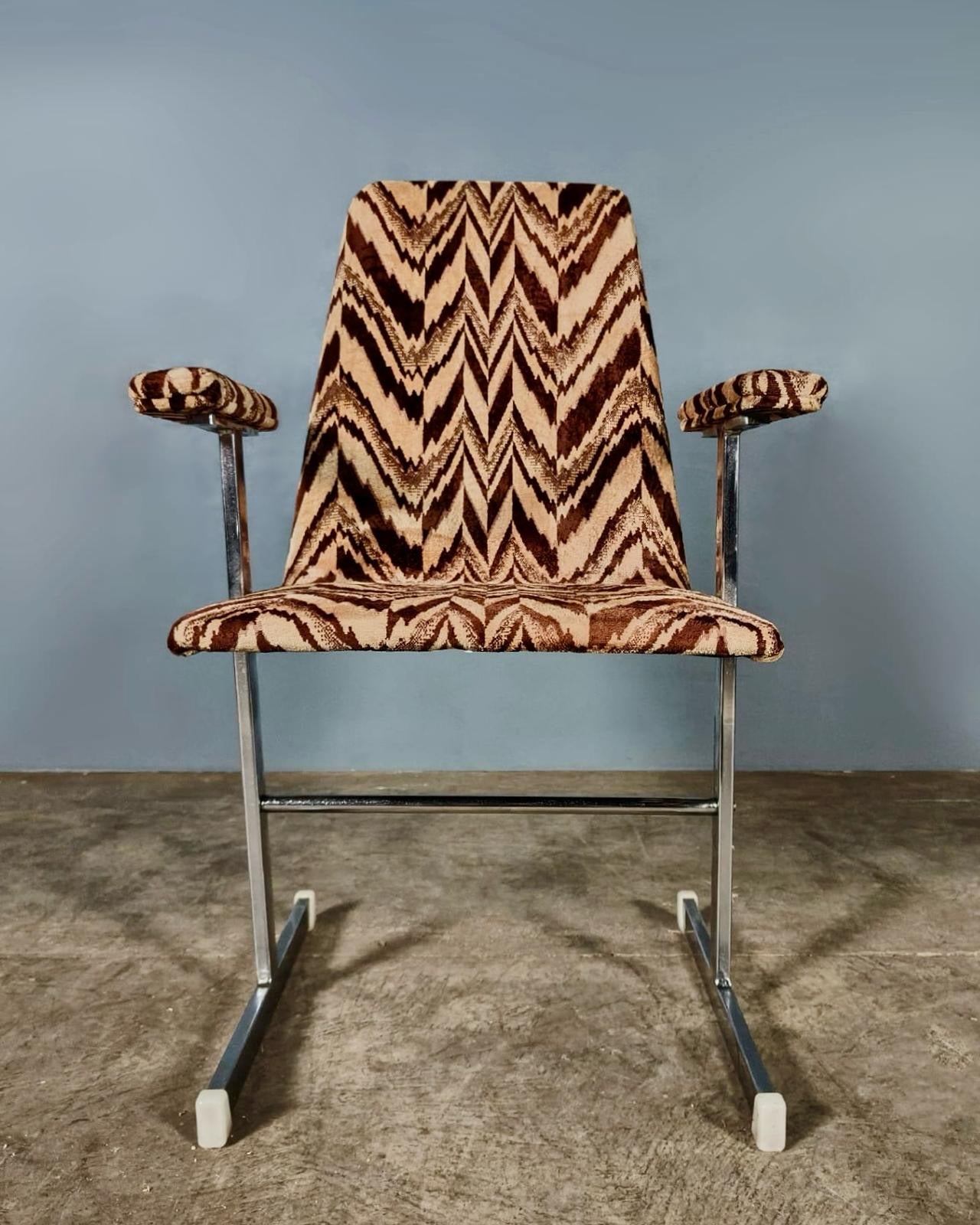 SOLD 6 x Mid Century Pieff Lisse Chrome Geometric Dining Chairs Vintage Retro MCM