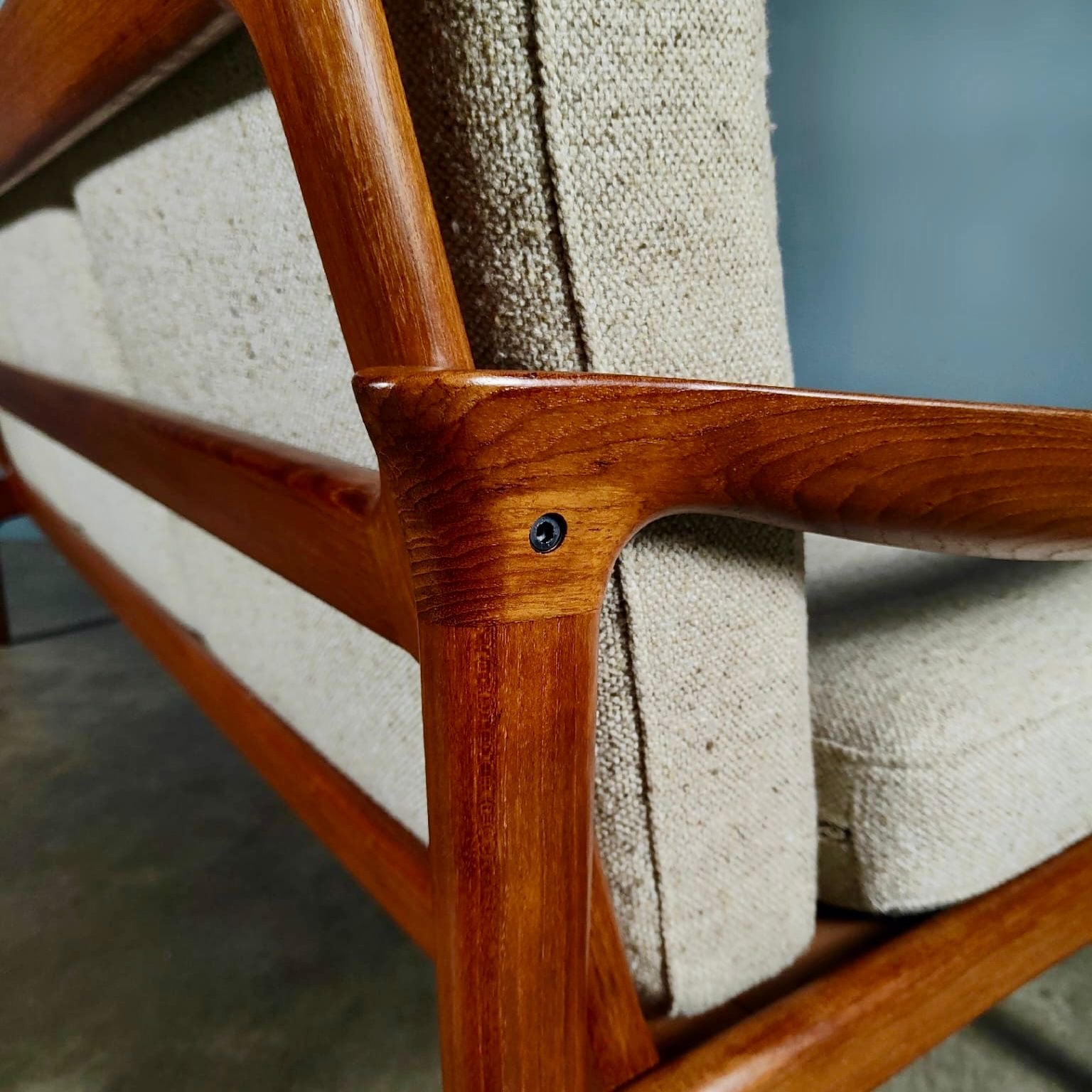 Mid Century Danish Teak Three Seater Sofa By Illum Wikkelsø For Glostrup Møbelfabrik Vintage Retro MCM