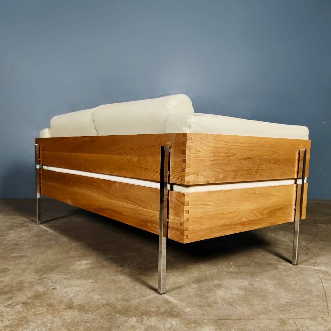 SOLD Mid Century Cream Leather Ash Robin Day For Habitat Forum II Two Seater Sofa Vintage Retro MCM