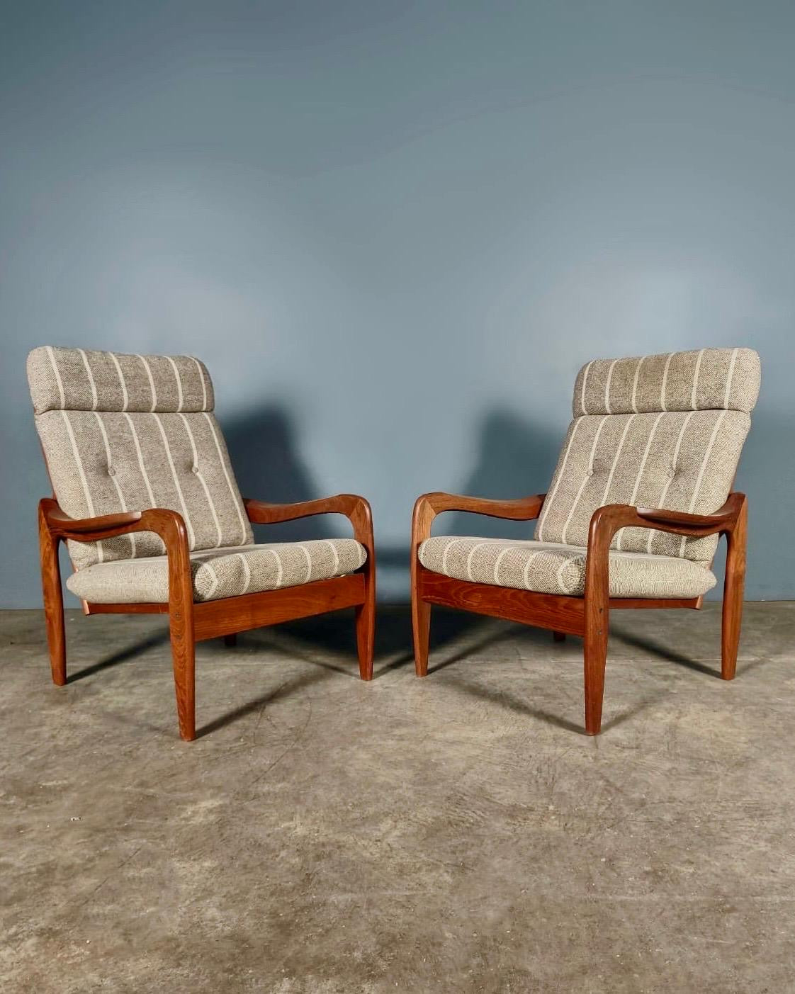 Mid Century Grey Wool Teak Armchair Vintage Retro MCM