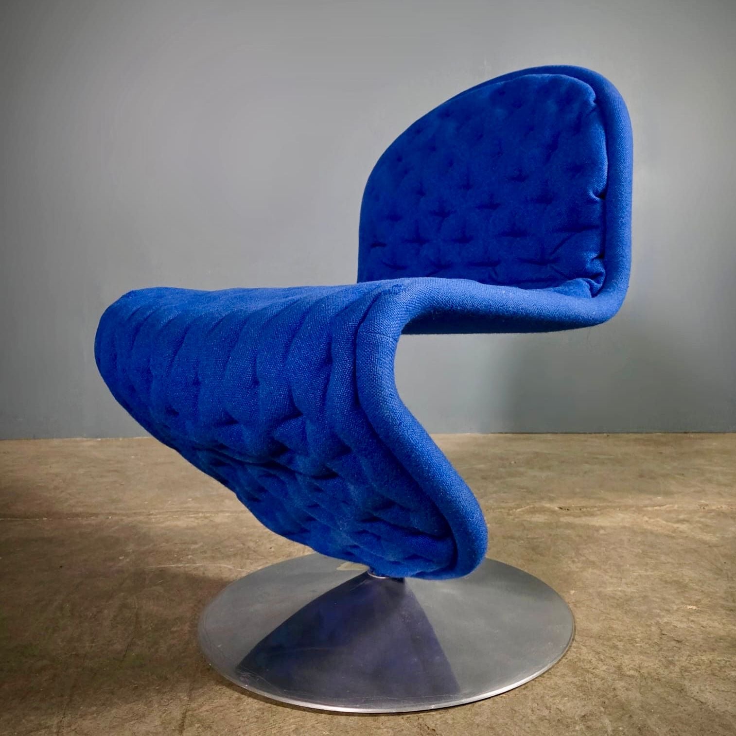 Blue Wool Verner Panton For Fritz Hansen 1-2-3 Series Easy Lounge Chair Mid Century Vintage Retro MCM