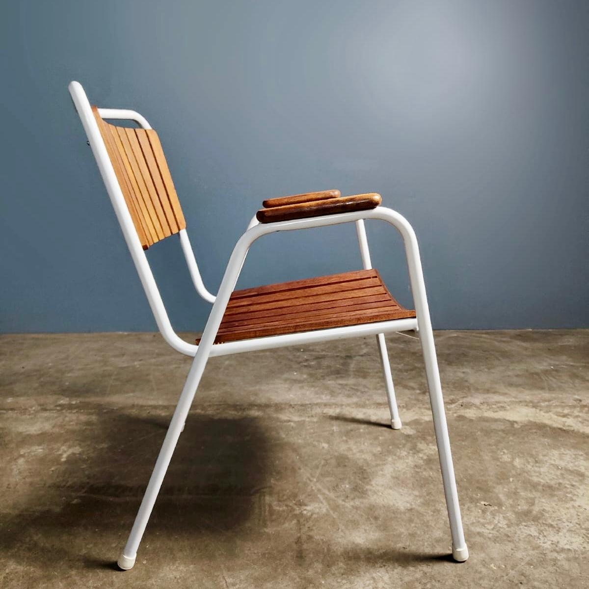 SOLD Daneline BKS Garden Set 4 Stacking Chairs & Folding Sunburst Table Danish Mid Century Vintage Retro MCM