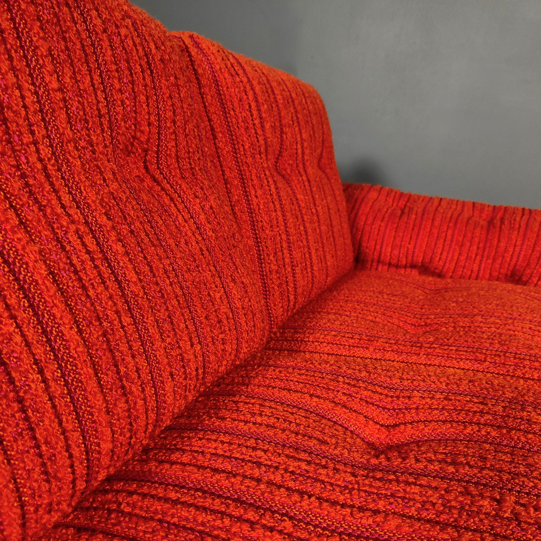 SOLD Orange Wool Swedish Two Seater Sofa Mid Century Vintage Retro MCM