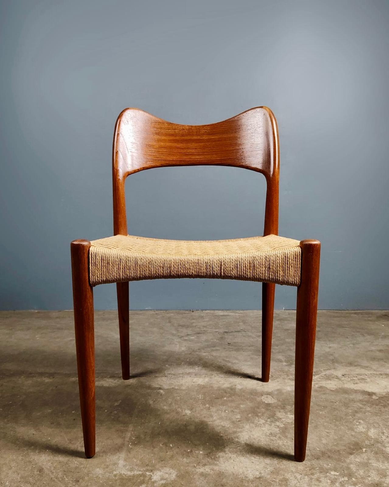 SOLD Papercord Danish Dining Chair By Arne Hovmand-Olsen For Mogens Kold Mid Century Vintage Retro MCM
