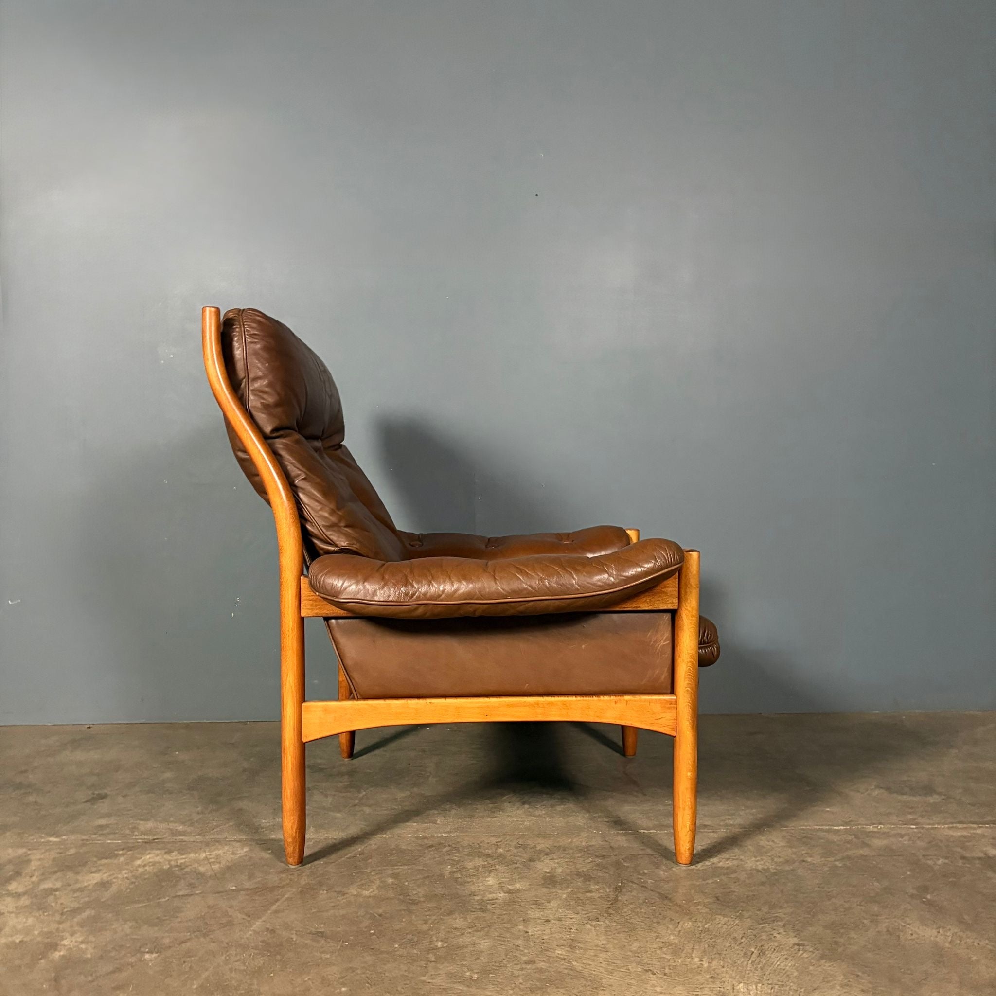 Mid Century Göte Möbler Brown Leather Armchair Vintage Retro MCM