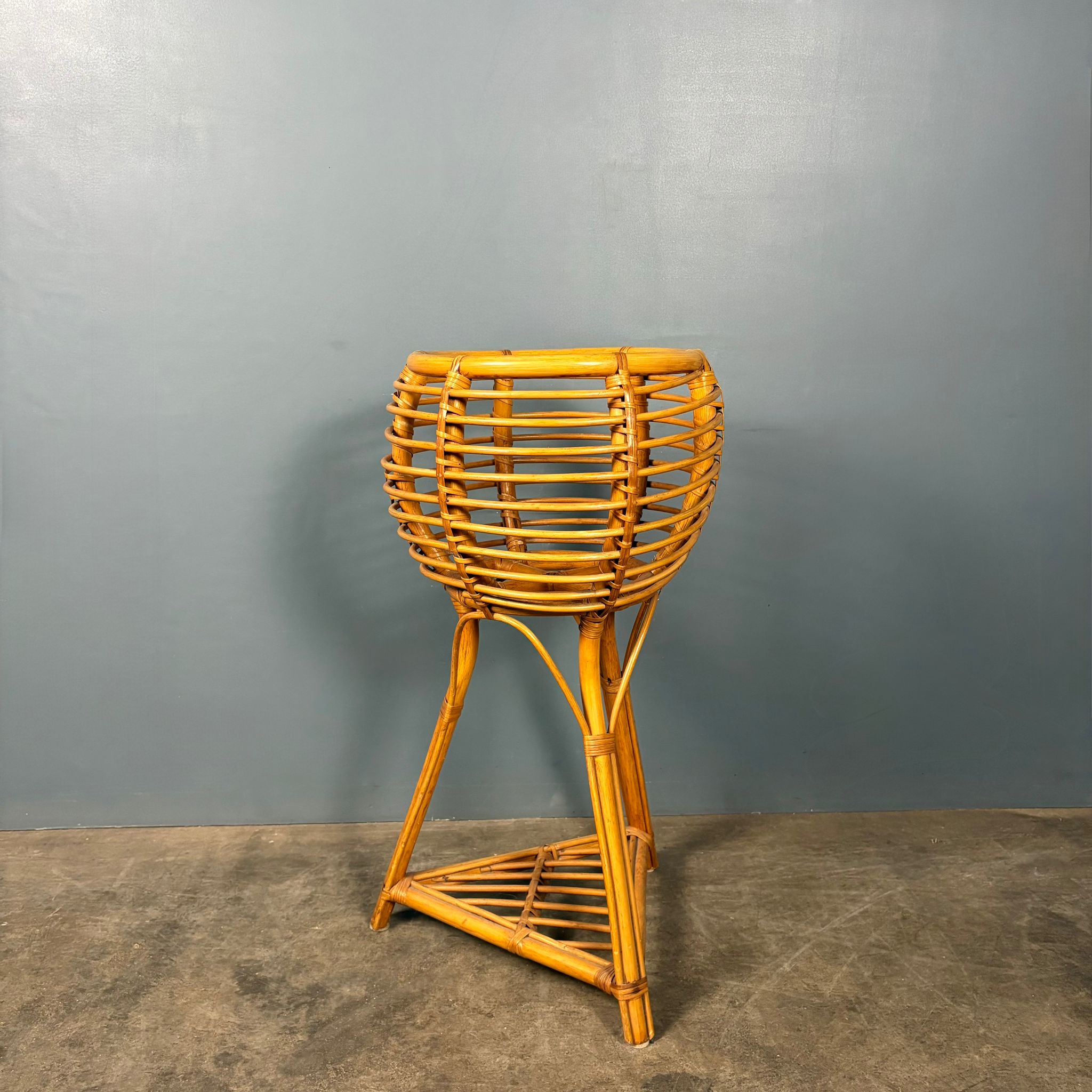 Tall Bamboo Cane Jardinière Planter Mid Century Vintage Retro MCM