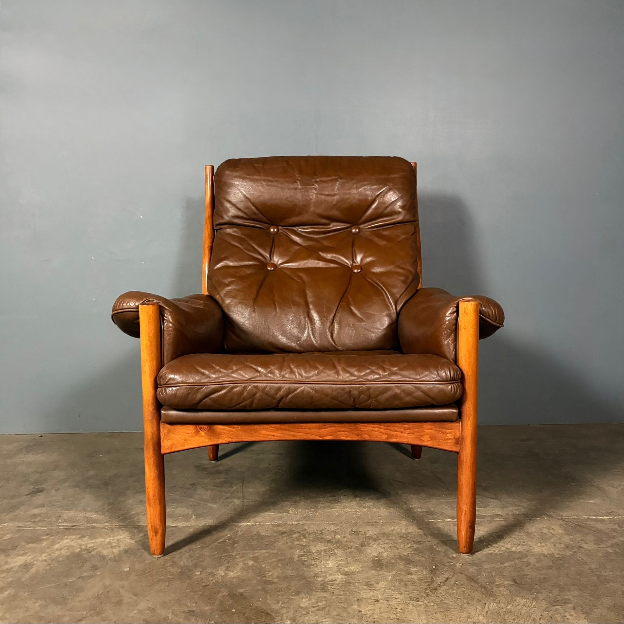 Mid Century Göte Möbler Brown Leather Armchair Vintage Retro MCM