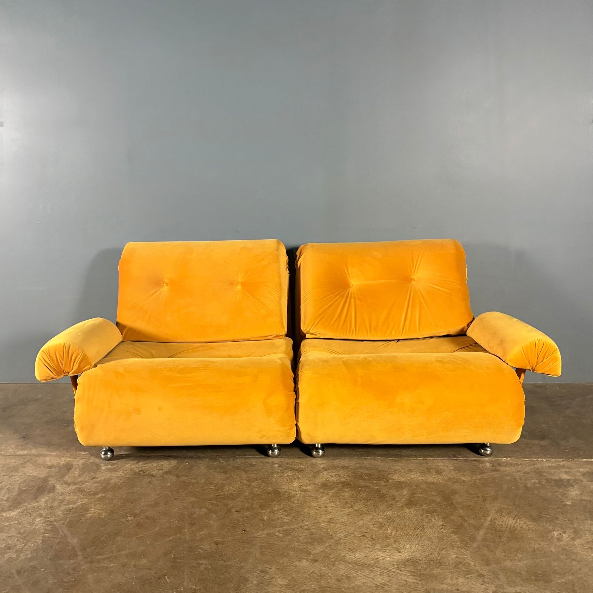 Mid Century G Plan Set Of 3 Modular Sofa/Armchairs Yellow Velvet Vintage Retro MCM