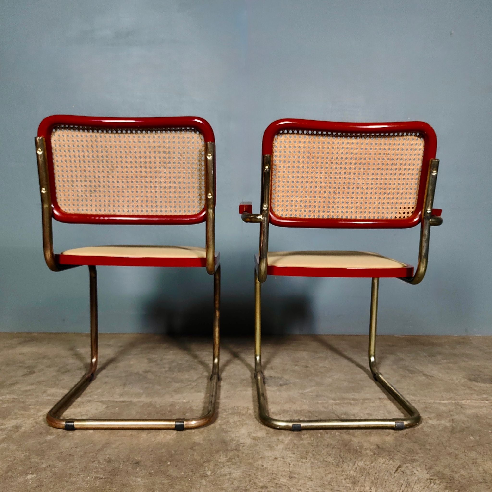SOLD Six Red Marcel Breuer Cesca Dining Chairs & Matching Table Mid Century Vintage Retro MCM